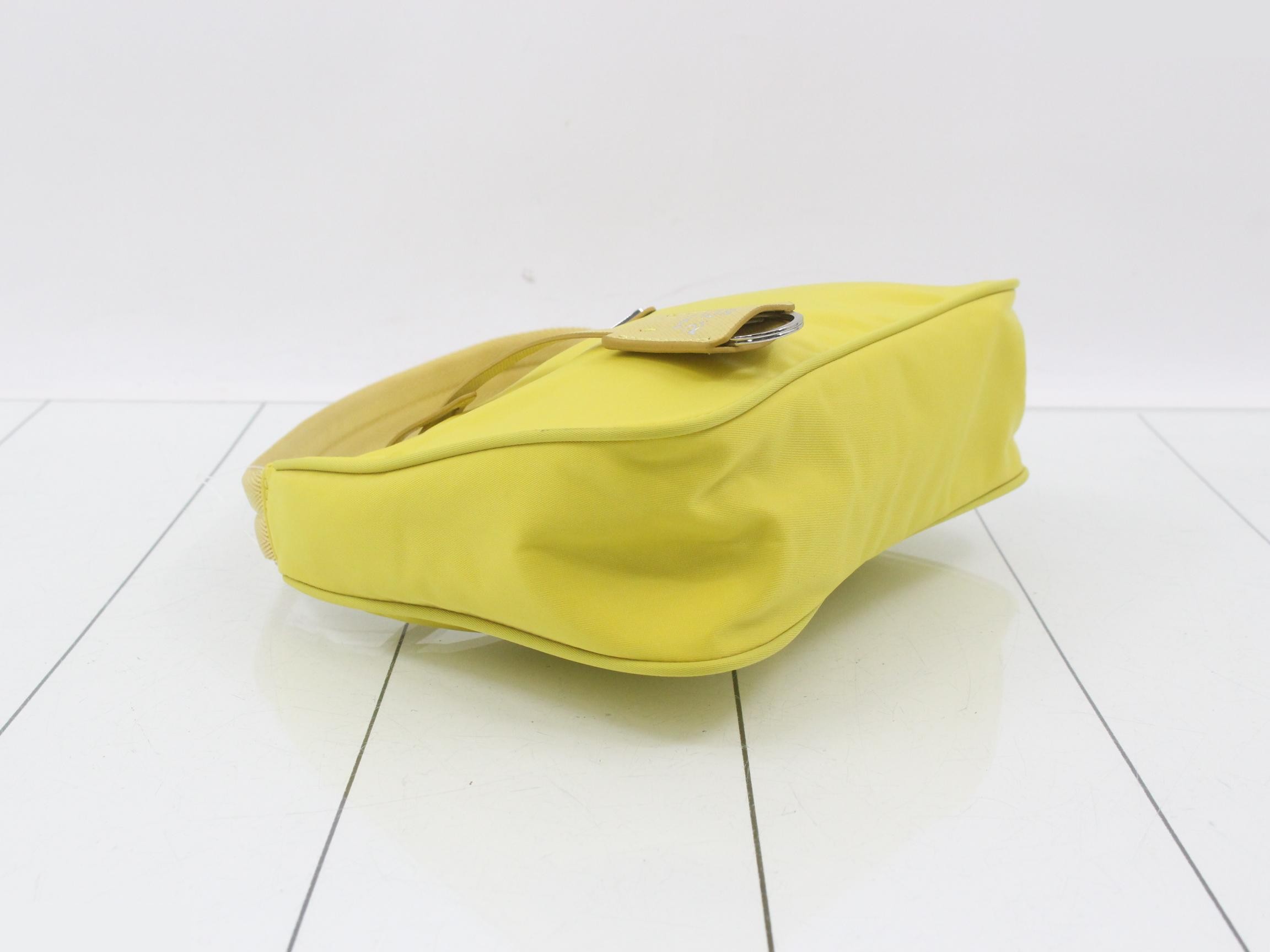 Re-edition 2000 Nylon Triangle Plate Handbag, Yellow — view 5