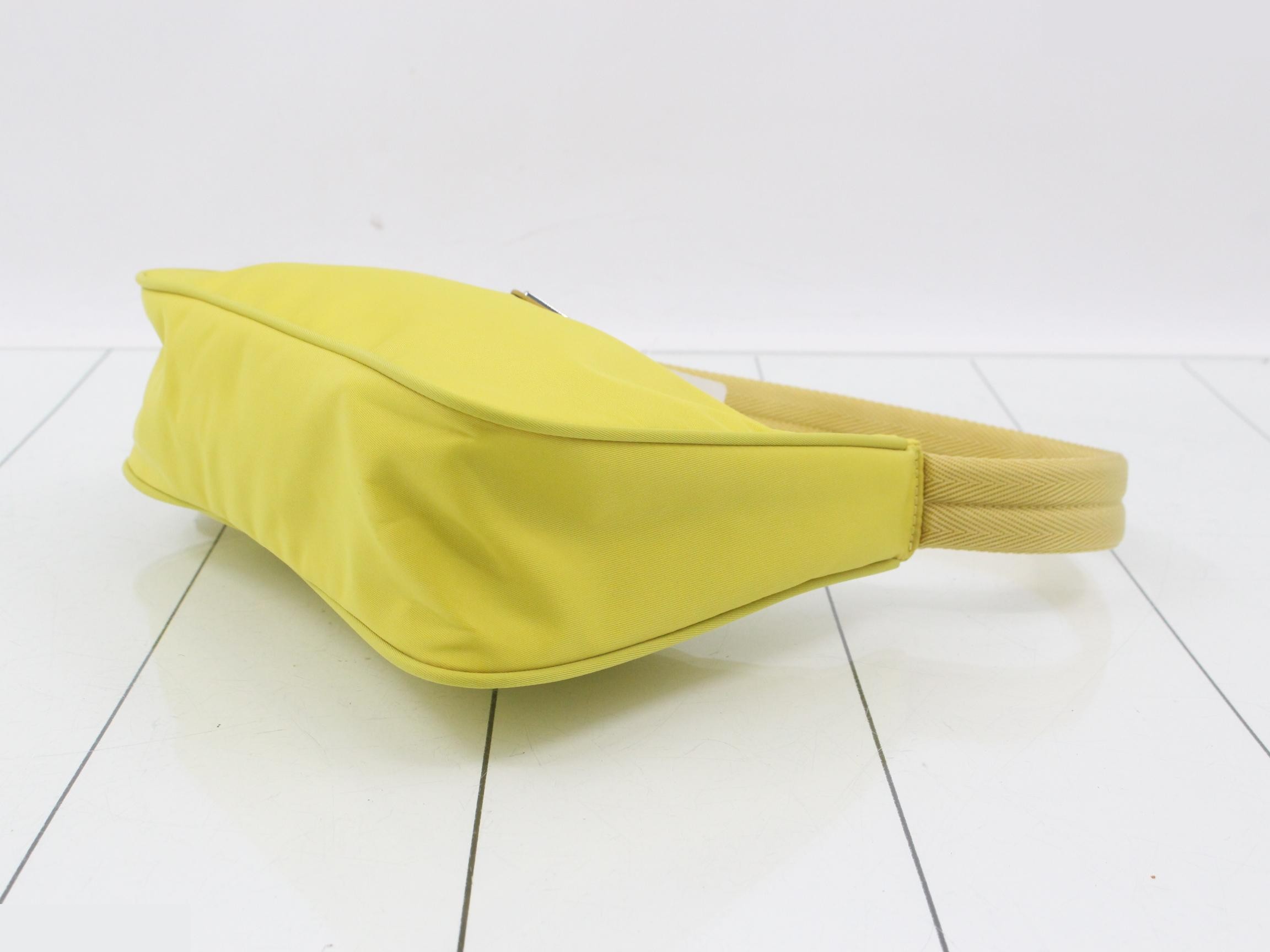Re-edition 2000 Nylon Triangle Plate Handbag, Yellow — view 6