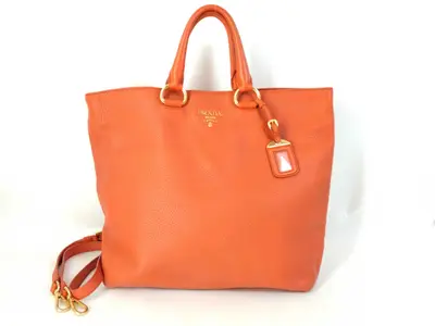 Vitello Daino Leather 2-way Shoulder Bag Tote Bag with Gold Hardware