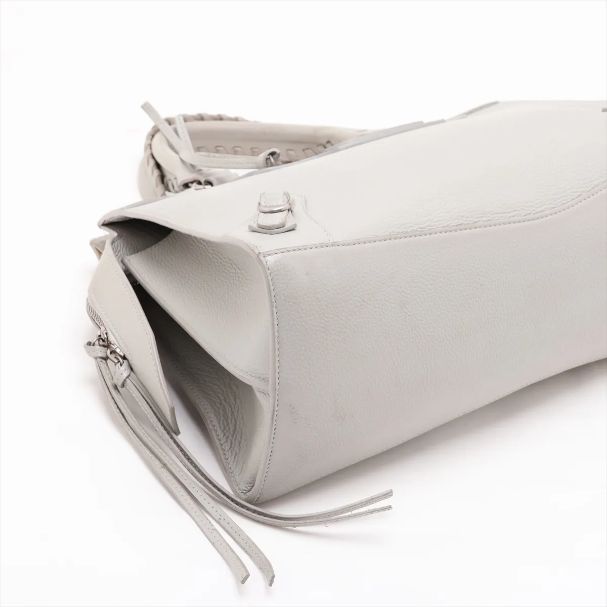 Neoclassic Leather 2-Way Handbag, Gray, 654907 — view 4