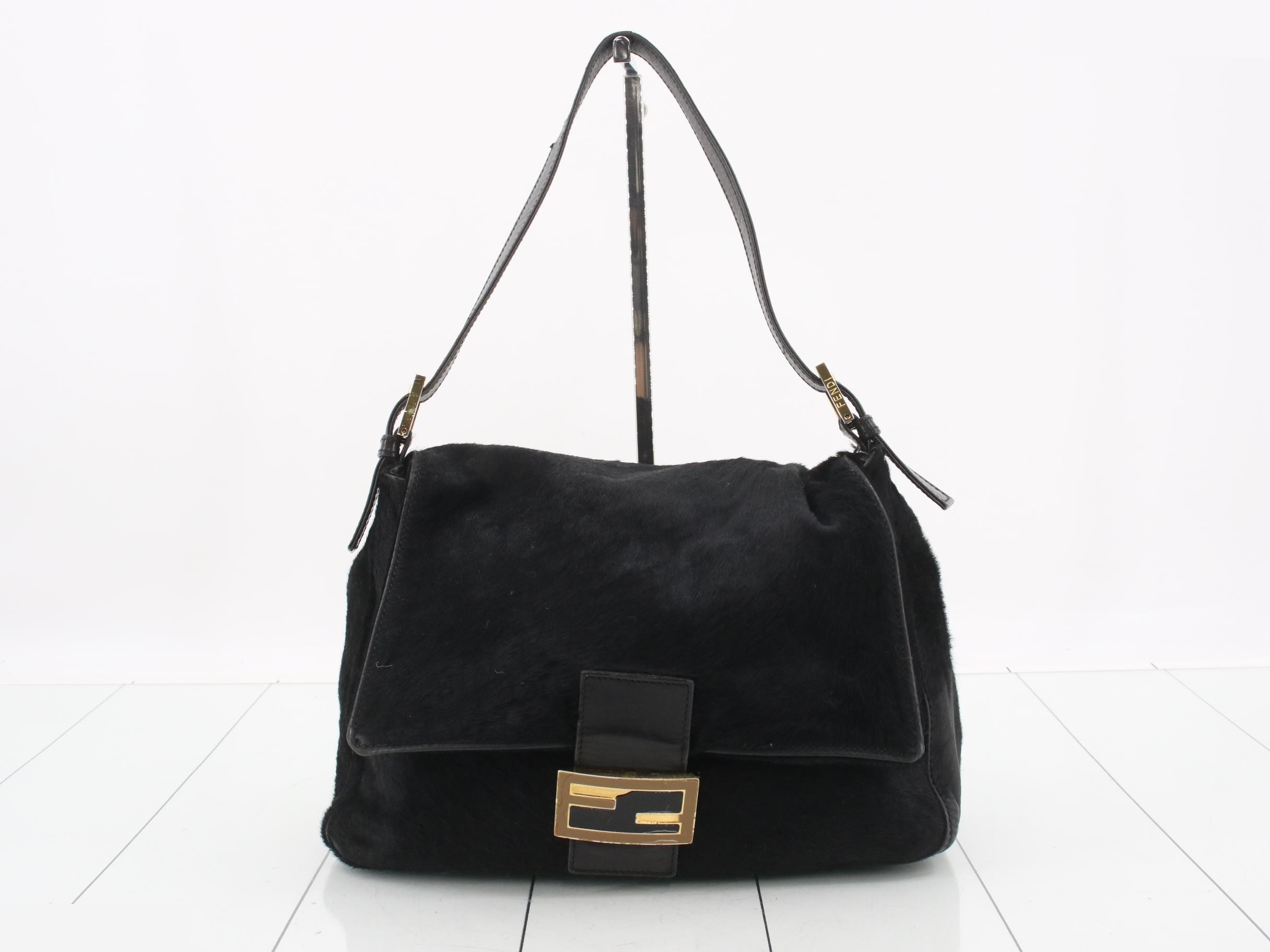 Mamma Bucket One-Shoulder Bag, Calf Hair, Black