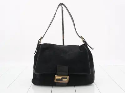 Mamma Bucket One-Shoulder Bag, Calf Hair, Black