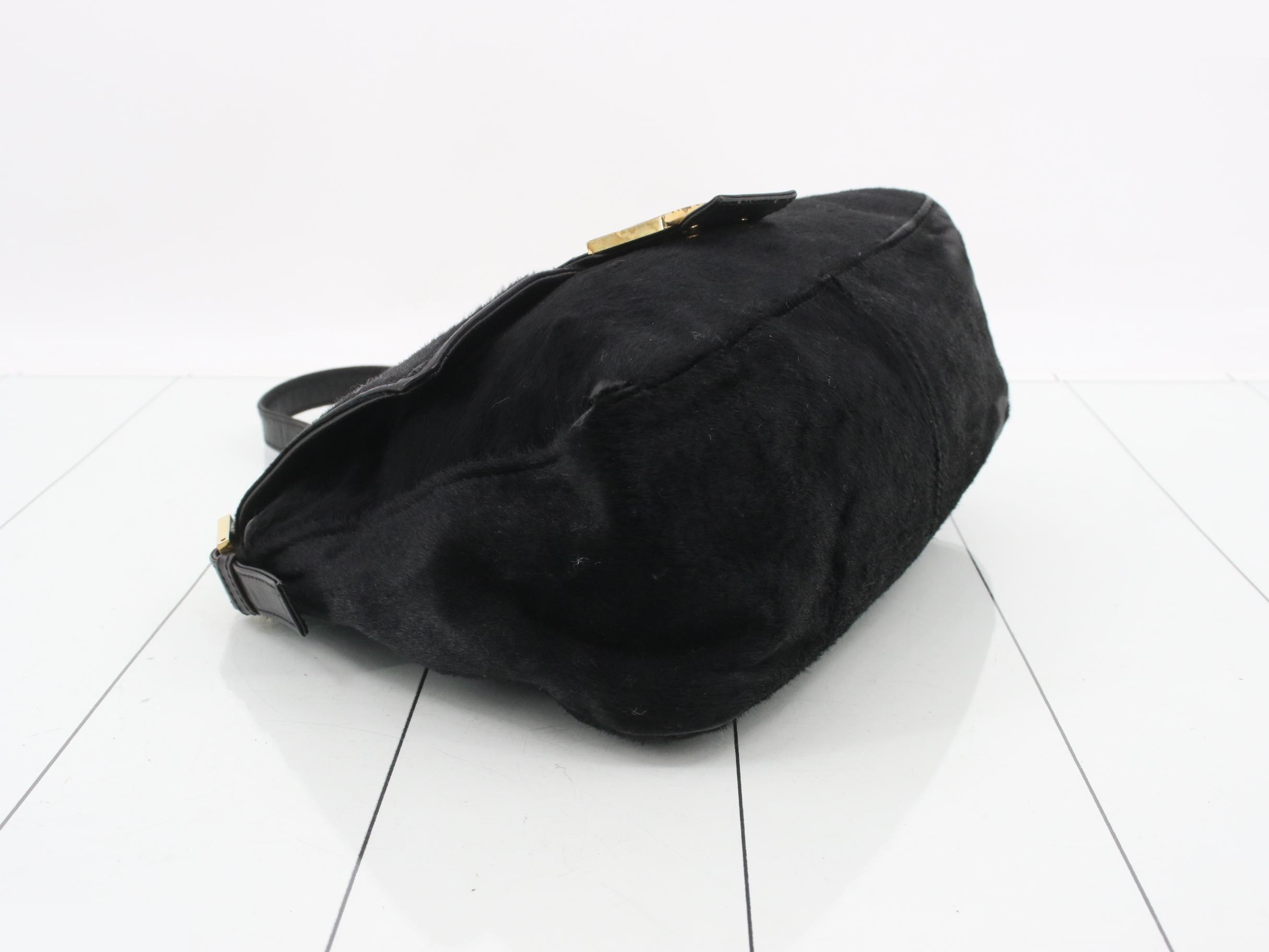 Mamma Bucket One-Shoulder Bag, Calf Hair, Black — view 5