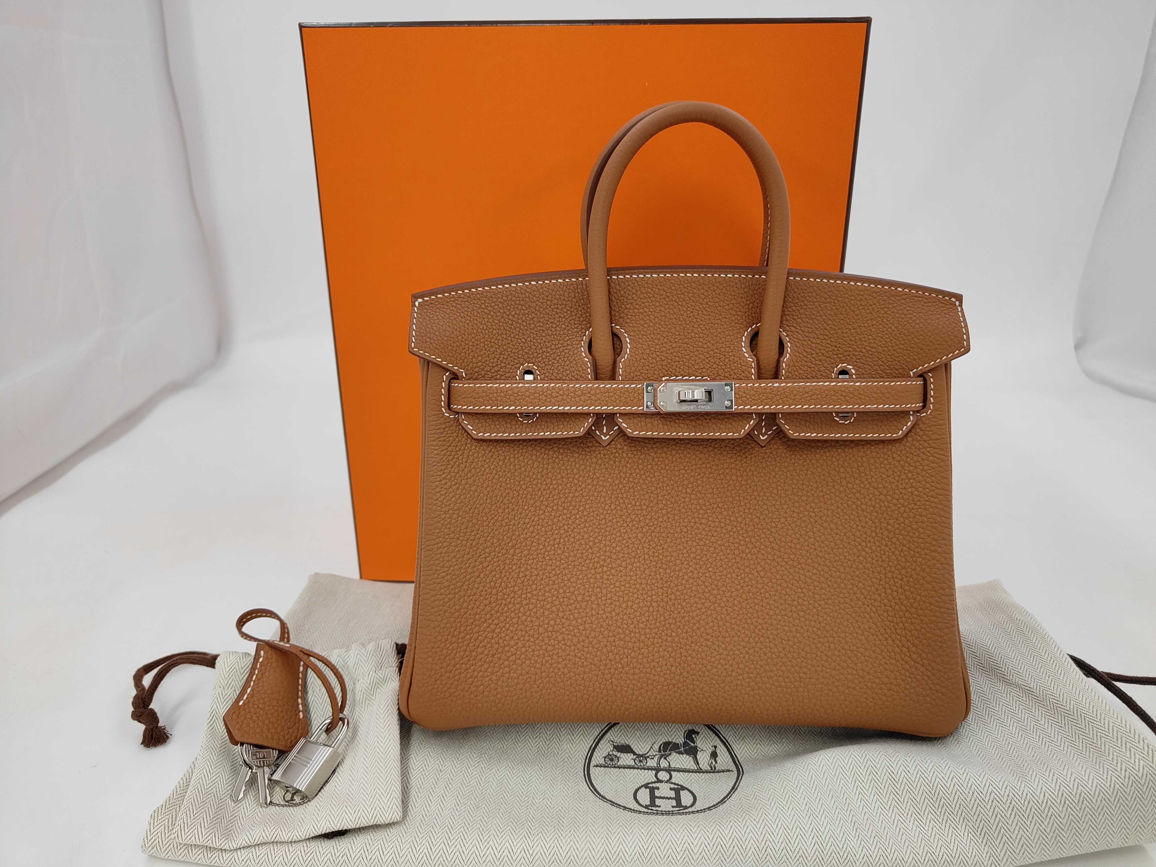 Birkin 25 Togo Gold Silver Hardware G Engraved Handbag