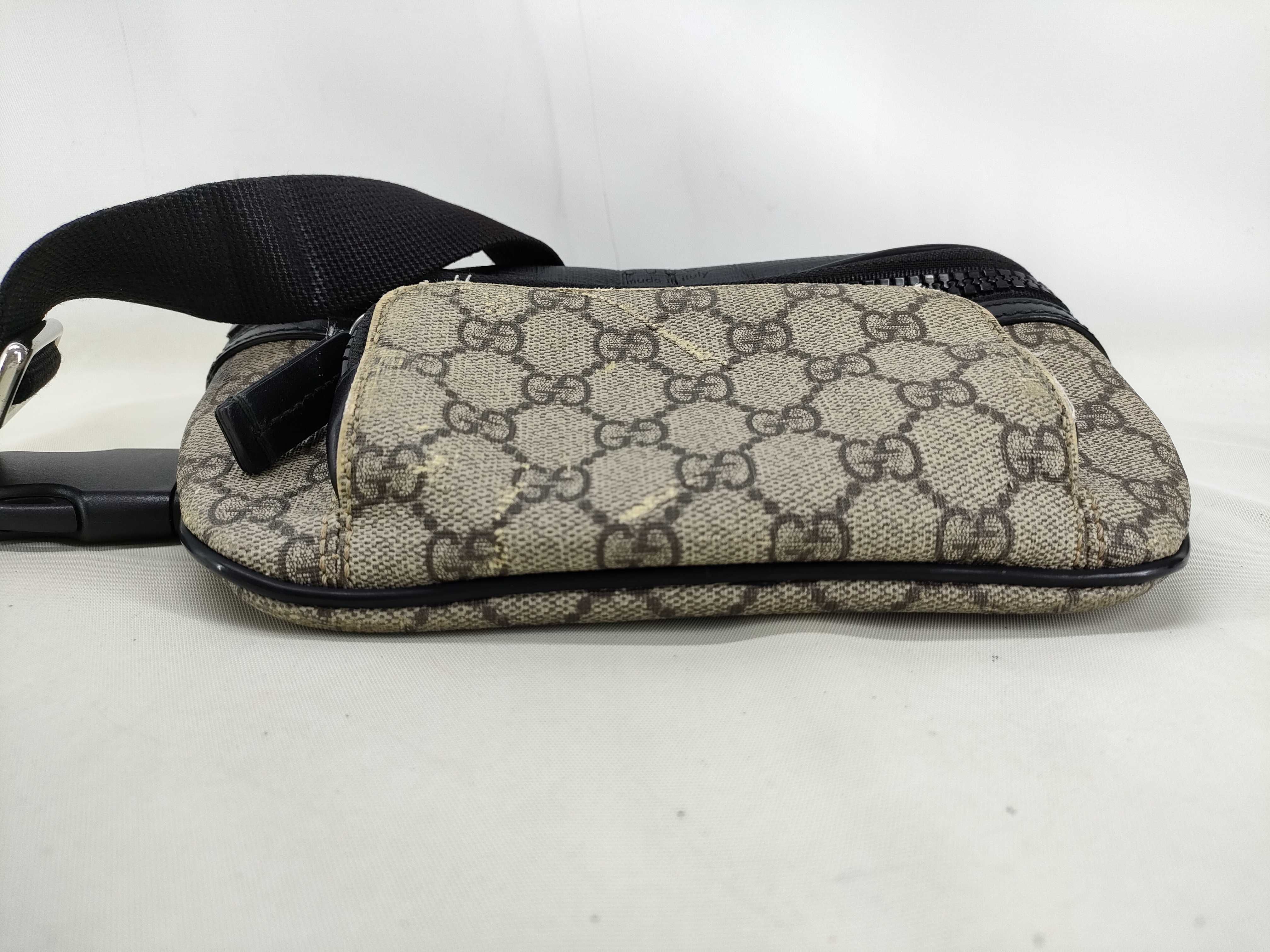GG Supreme PVC x Leather Body Bag, Beige x Black, 450946 (Waist Bag) — view 3