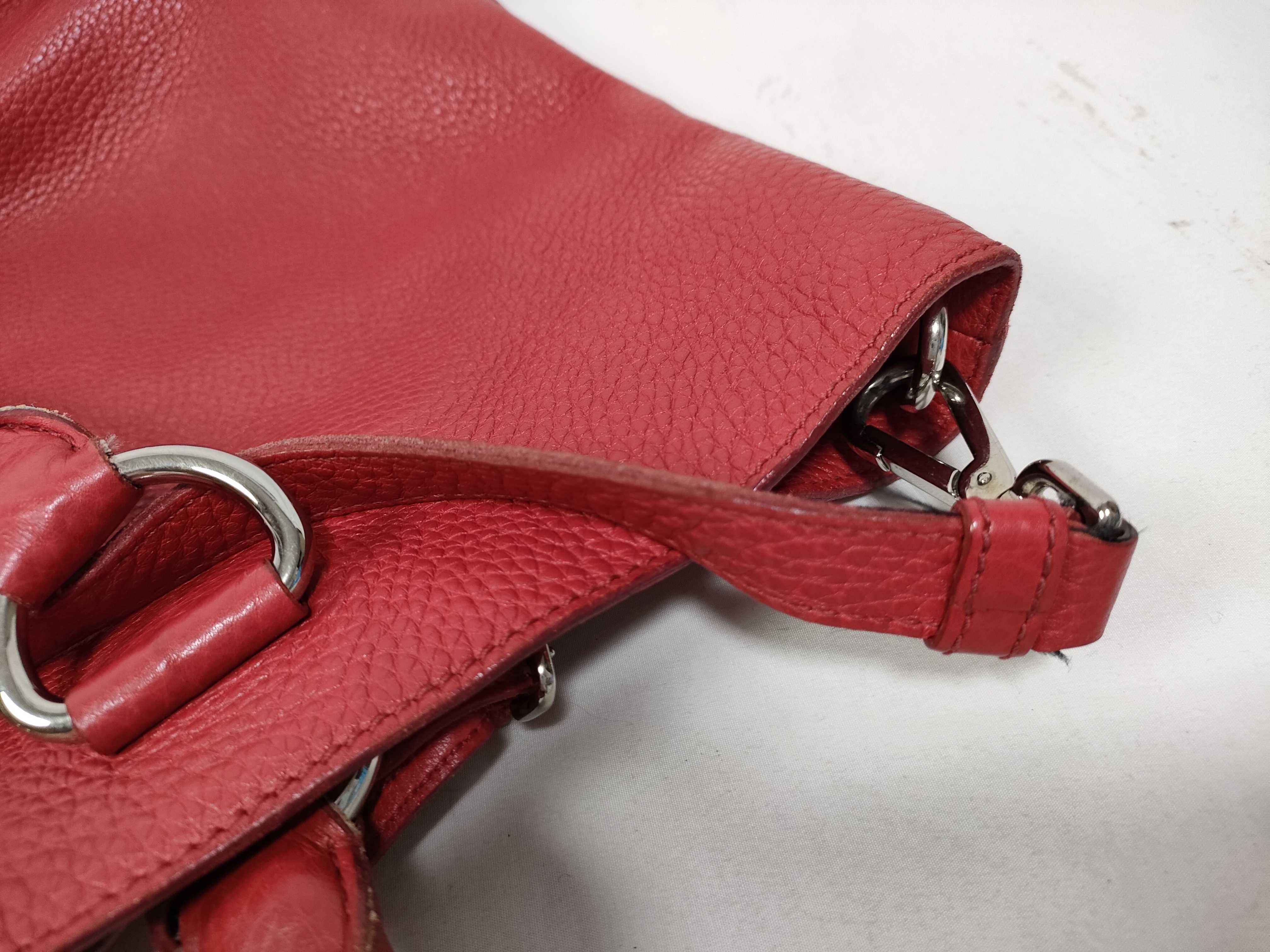 Leather Red 2-way Shoulder Bag with Stitching Tag / Handbag — view 11