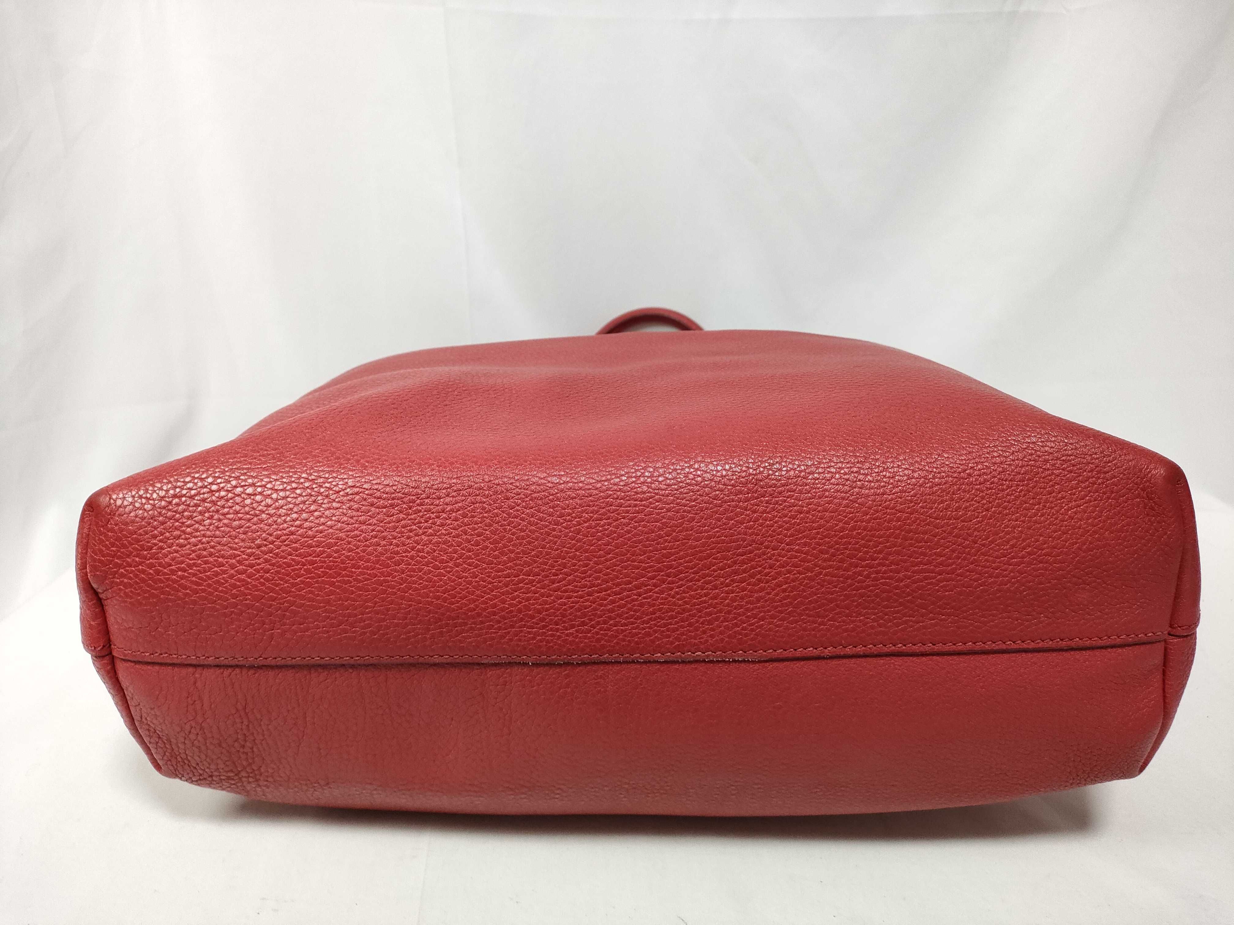 Leather Red 2-way Shoulder Bag with Stitching Tag / Handbag — view 3