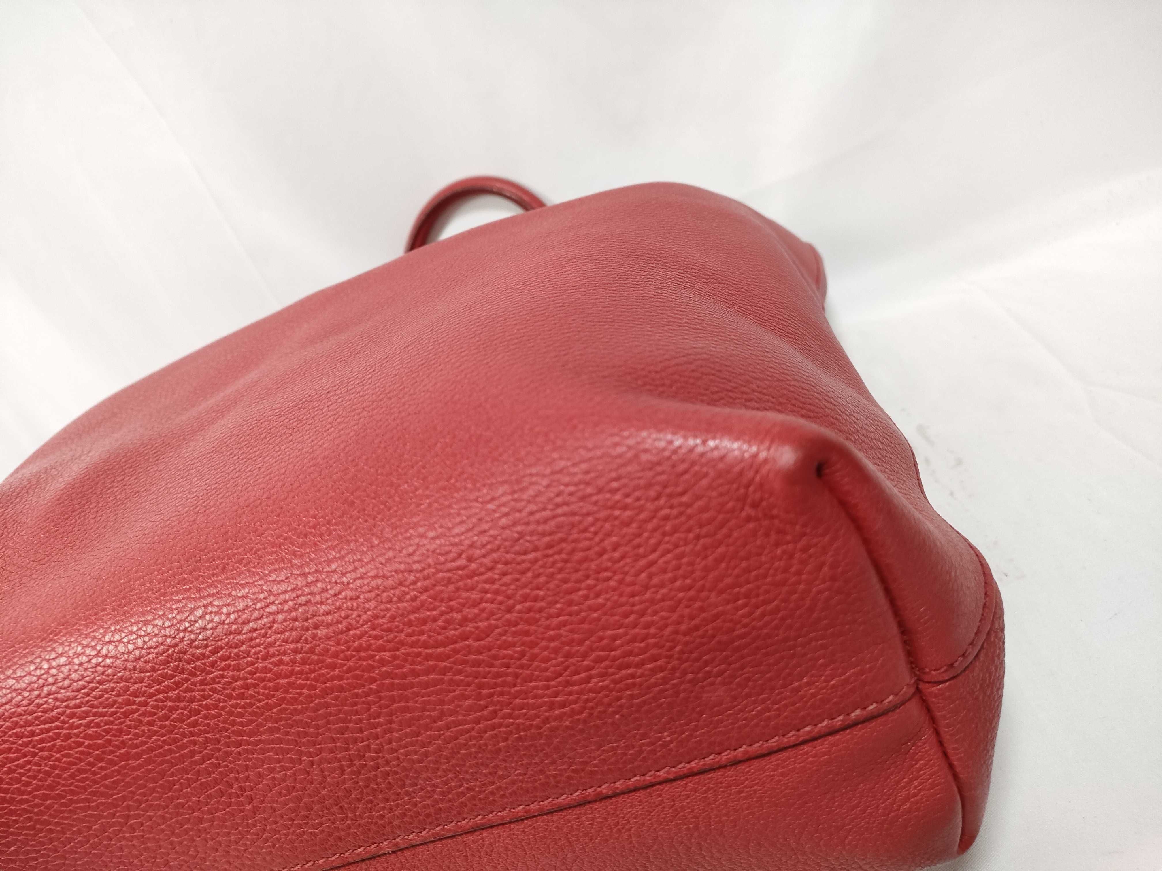 Leather Red 2-way Shoulder Bag with Stitching Tag / Handbag — view 4
