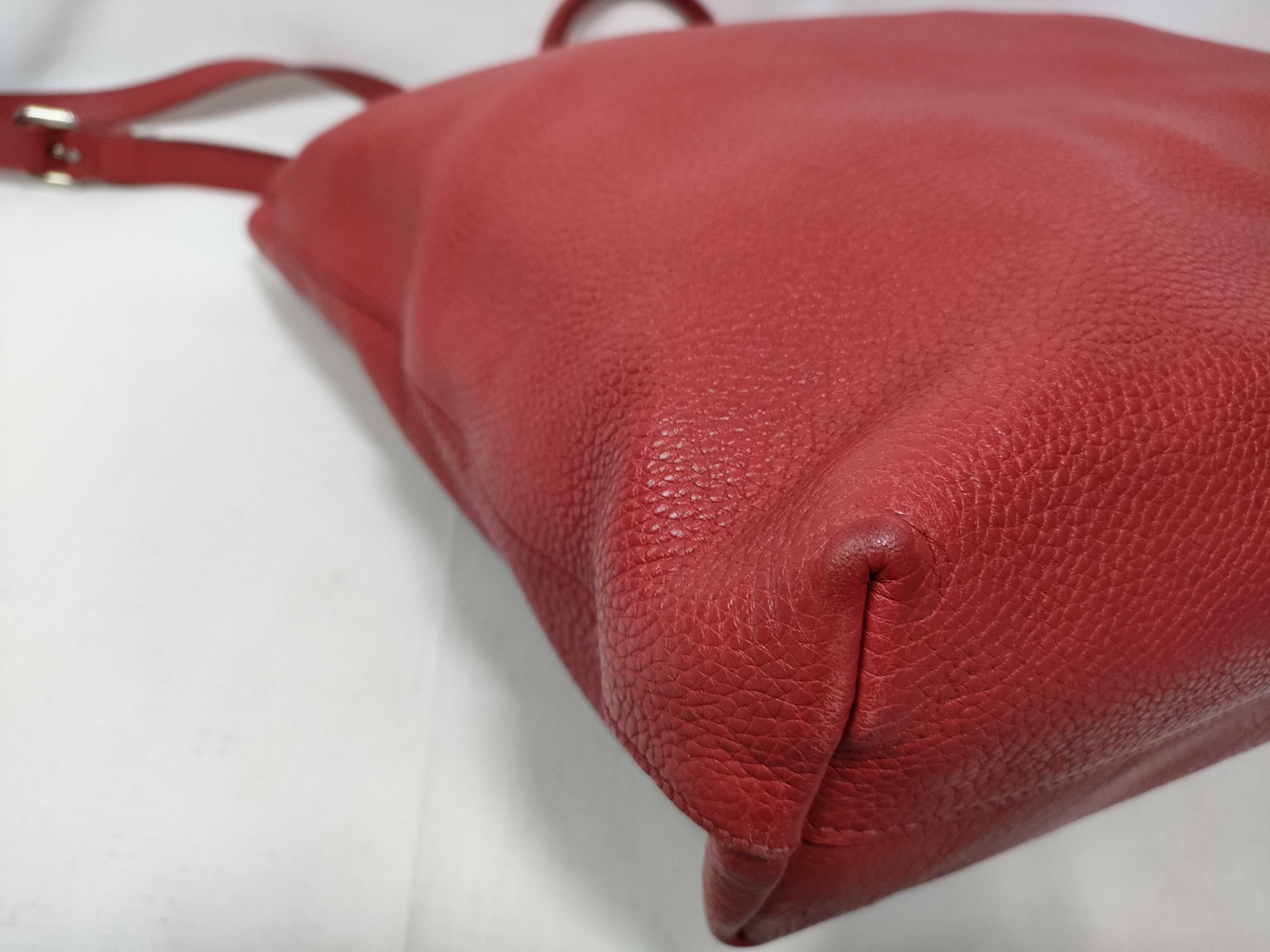 Leather Red 2-way Shoulder Bag with Stitching Tag / Handbag — view 5