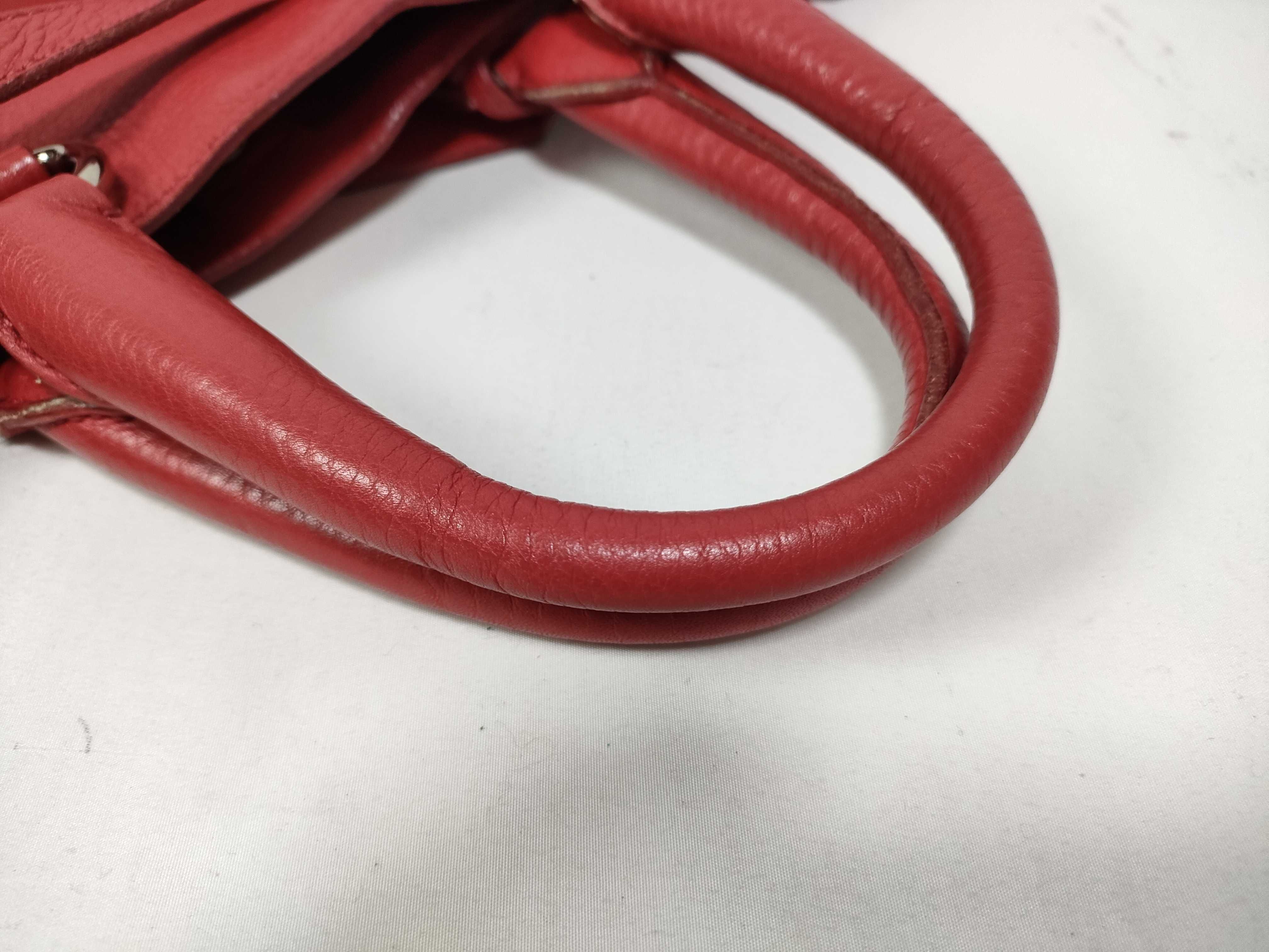 Leather Red 2-way Shoulder Bag with Stitching Tag / Handbag — view 7