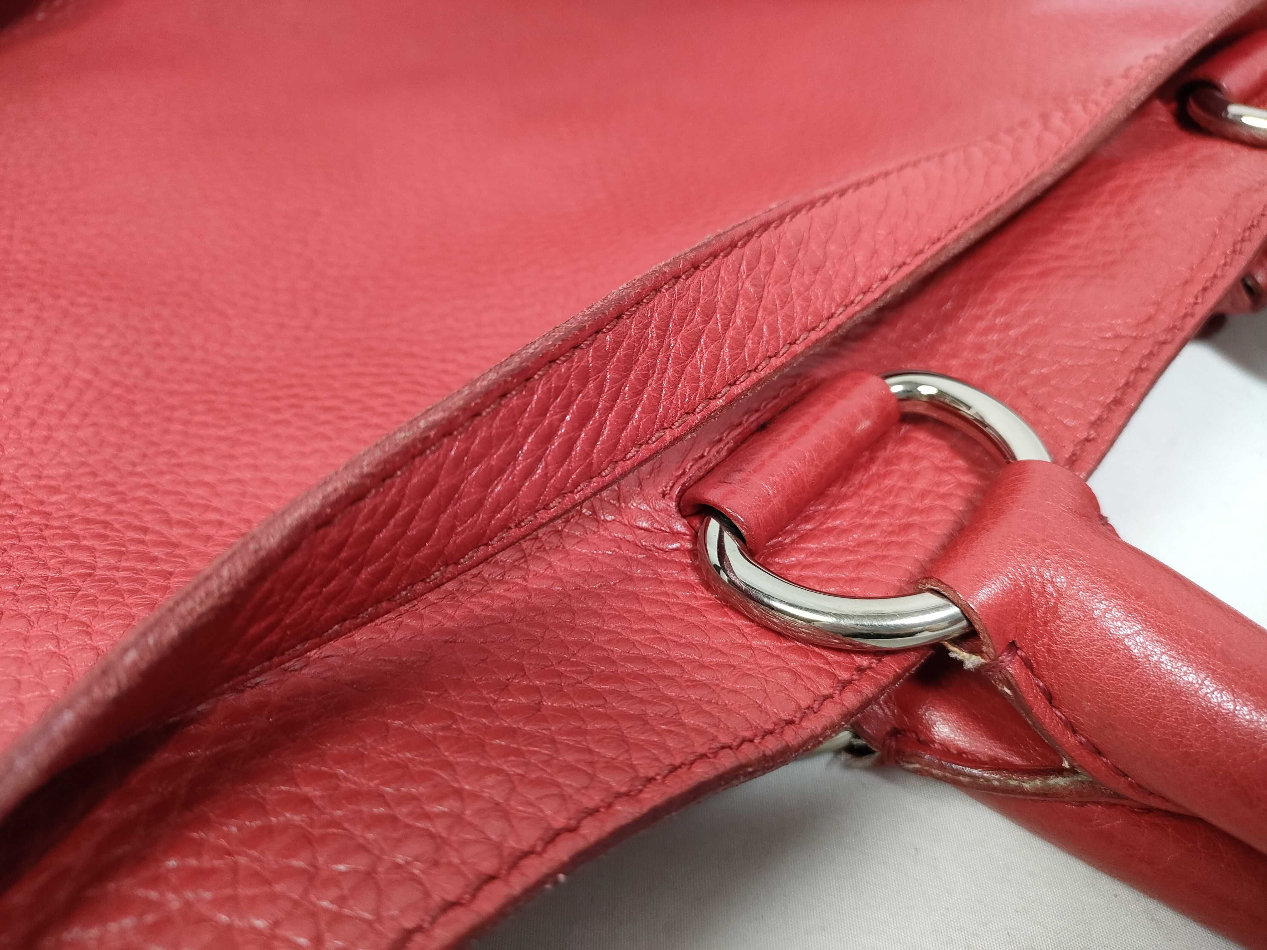 Leather Red 2-way Shoulder Bag with Stitching Tag / Handbag — view 9