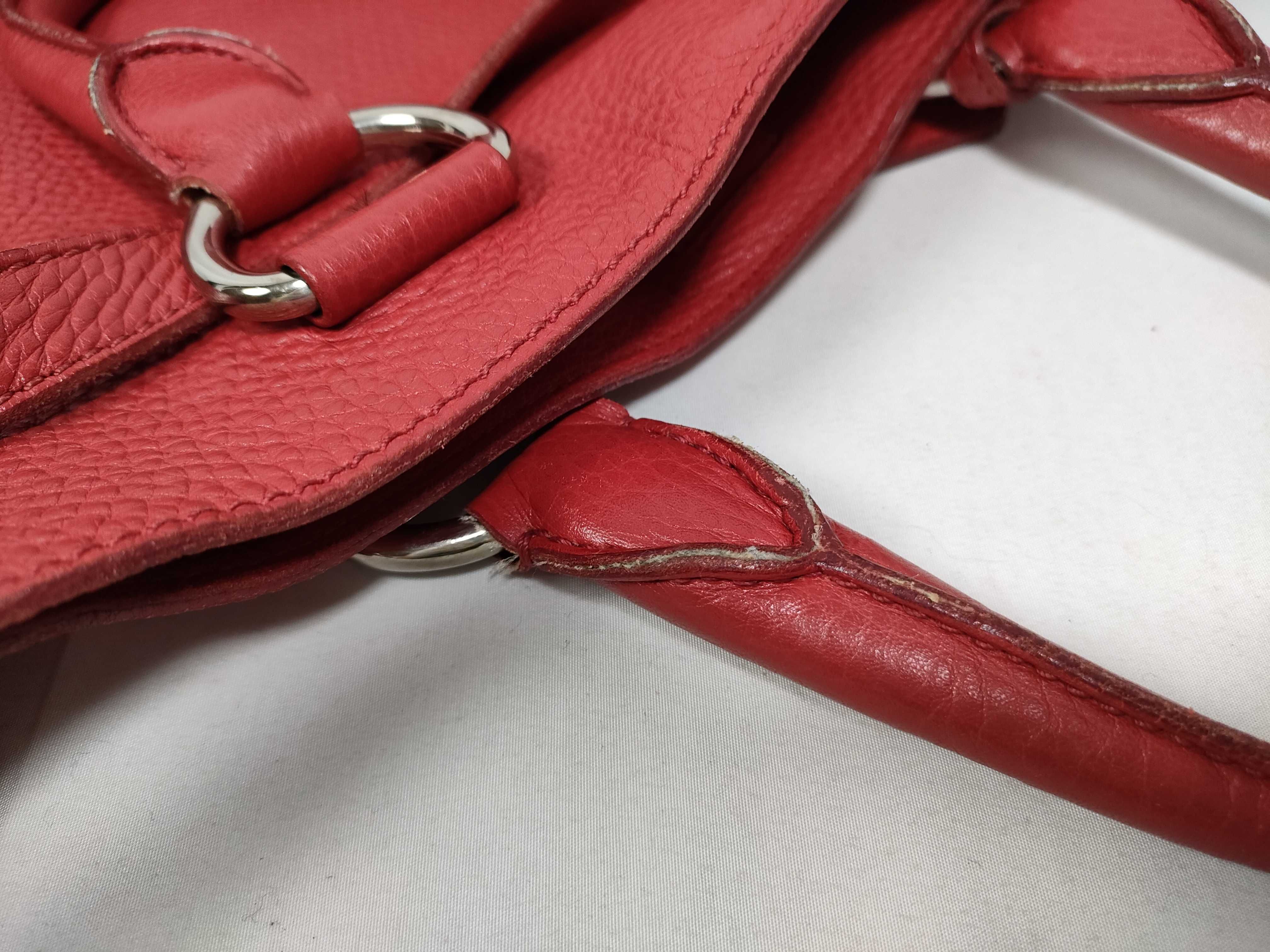 Leather Red 2-way Shoulder Bag with Stitching Tag / Handbag — view 10