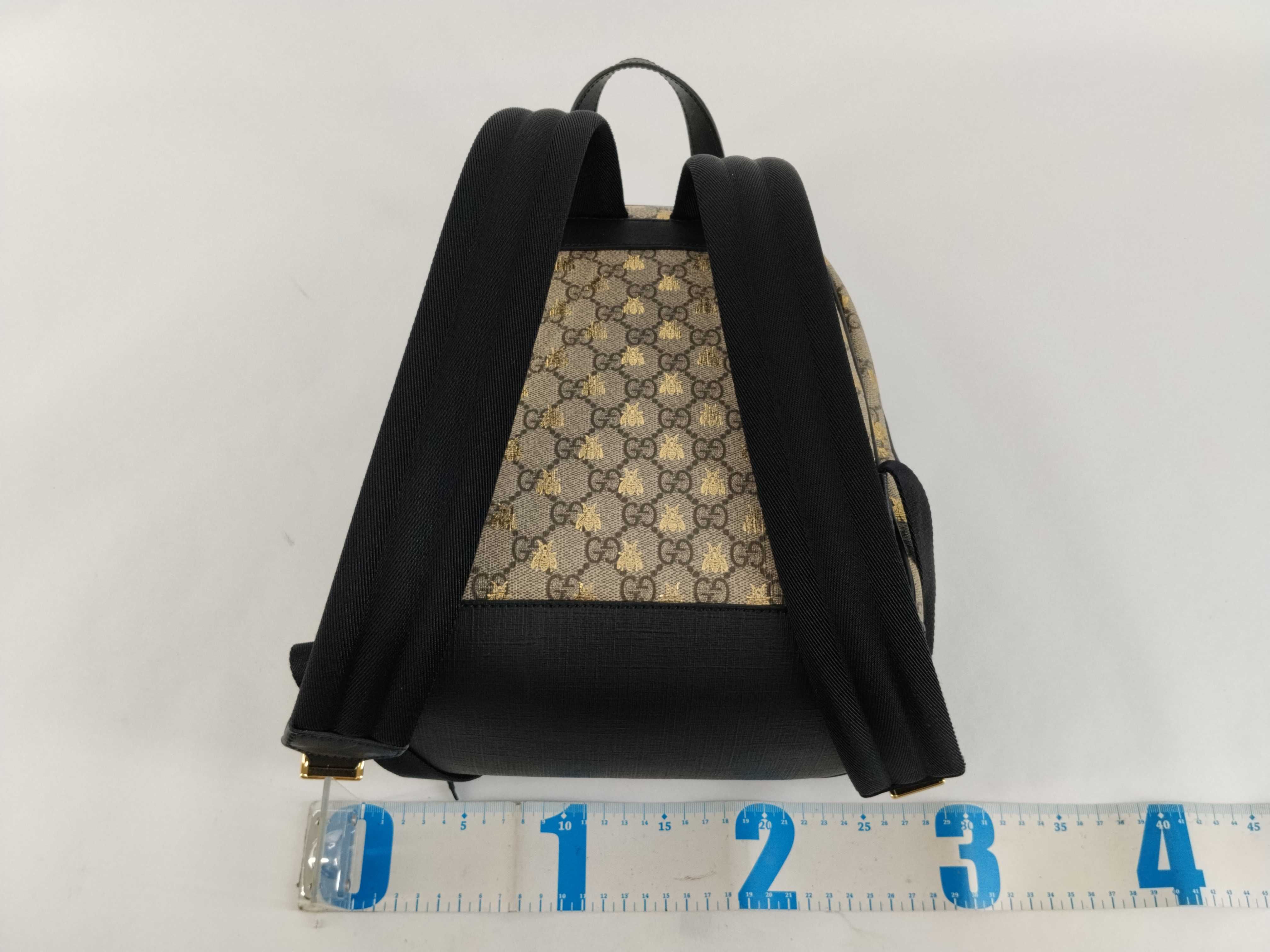 GG Supreme Bee PVC x Leather Backpack/Rucksack Beige x Black 427042 Backpack — view 2