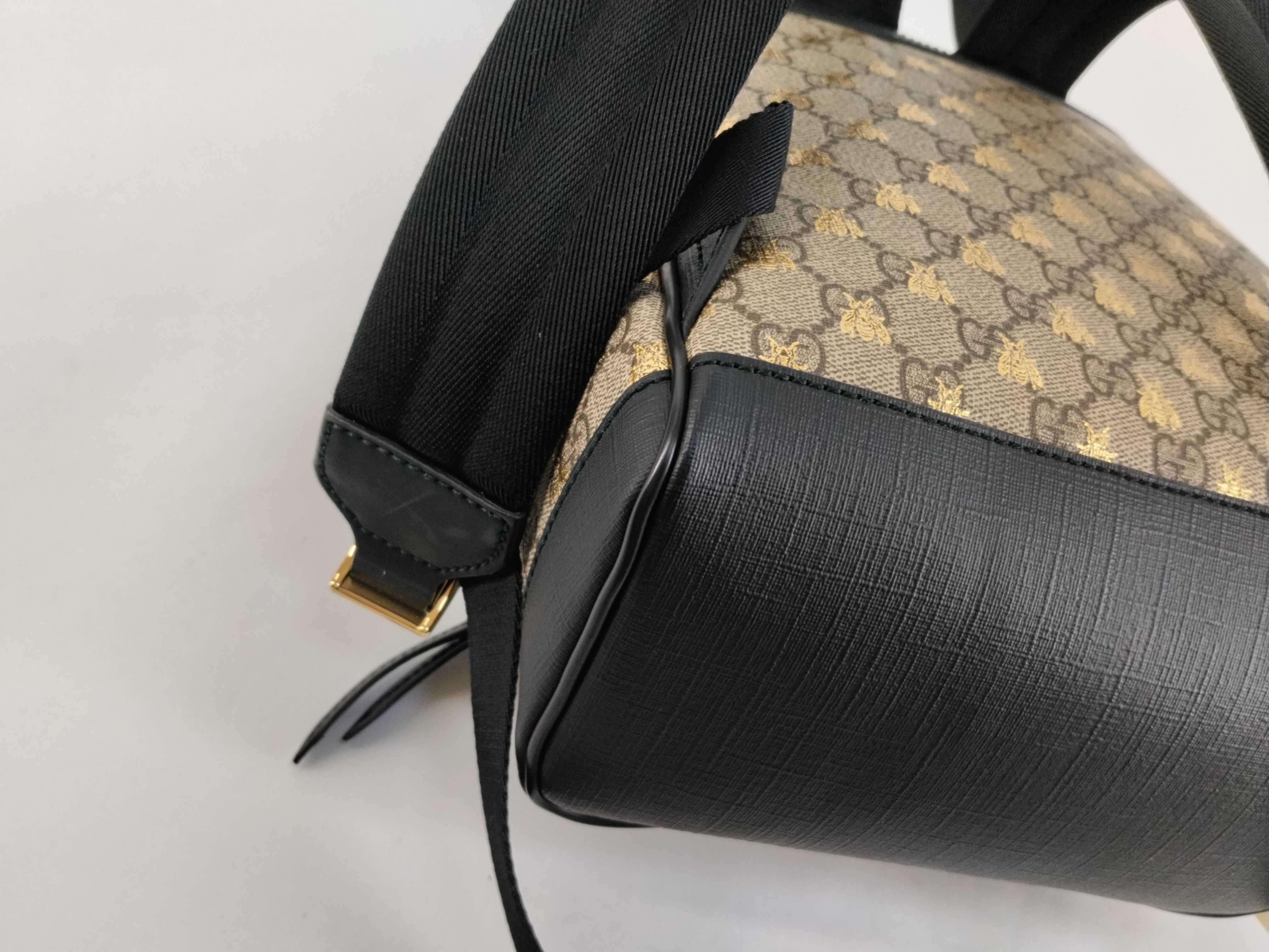 GG Supreme Bee PVC x Leather Backpack/Rucksack Beige x Black 427042 Backpack — view 6