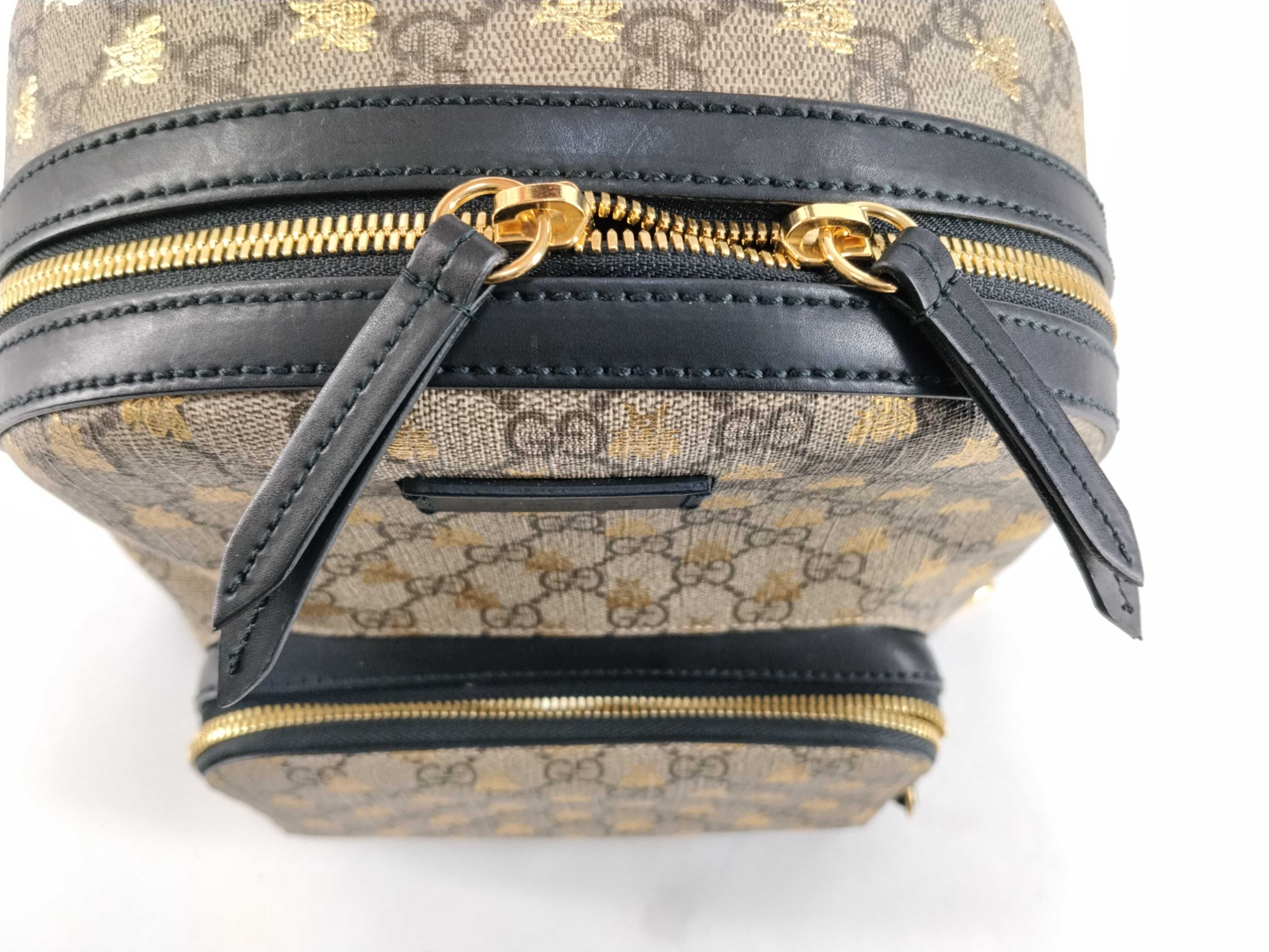 GG Supreme Bee PVC x Leather Backpack/Rucksack Beige x Black 427042 Backpack — view 8
