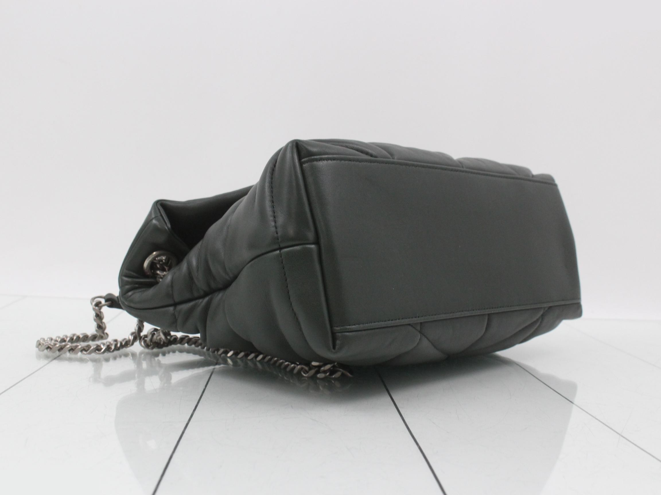 Lulu Puffer Chain Shoulder Bag, Limited Edition Color: Moss Green — view 5
