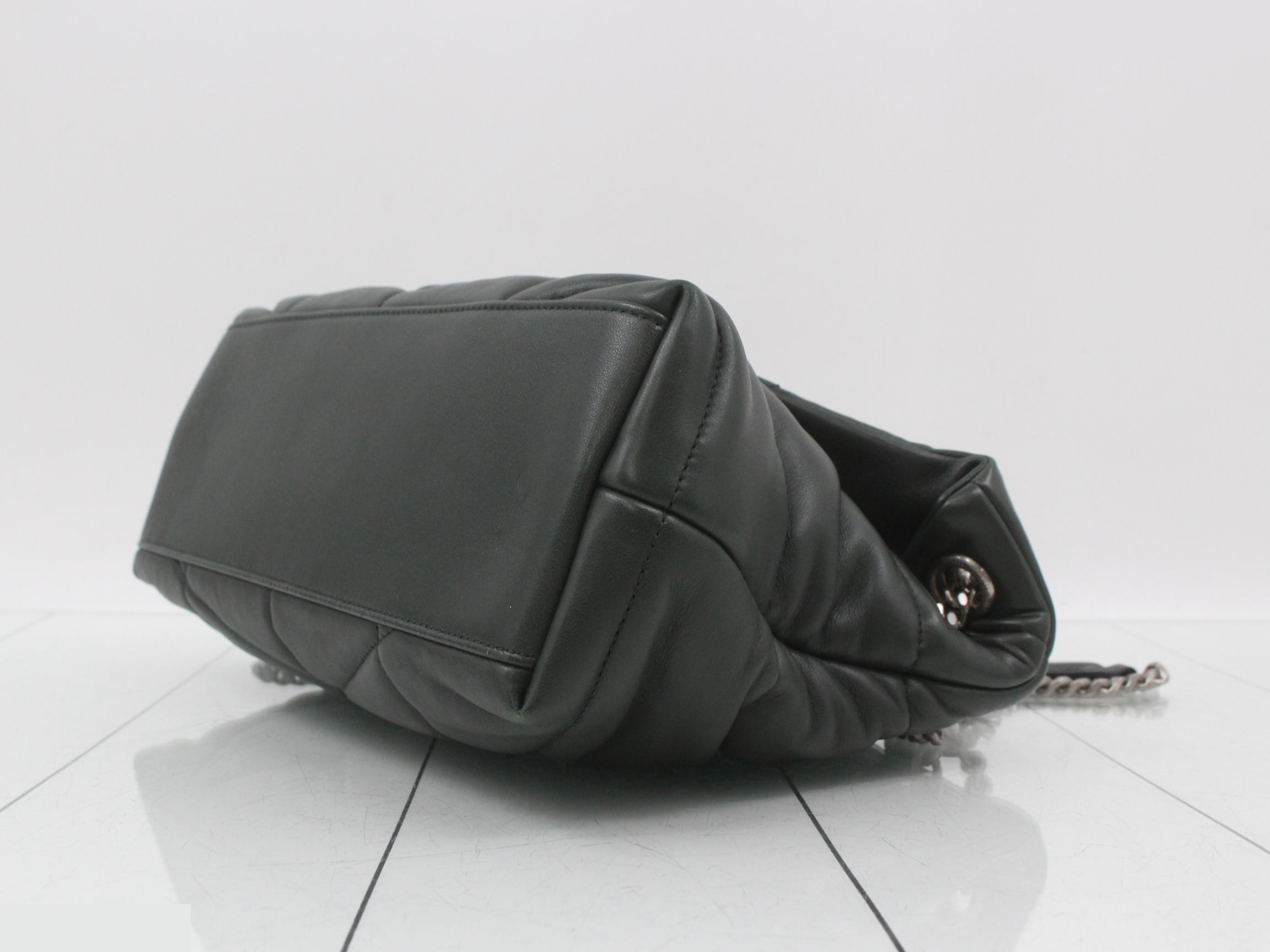 Lulu Puffer Chain Shoulder Bag, Limited Edition Color: Moss Green — view 6