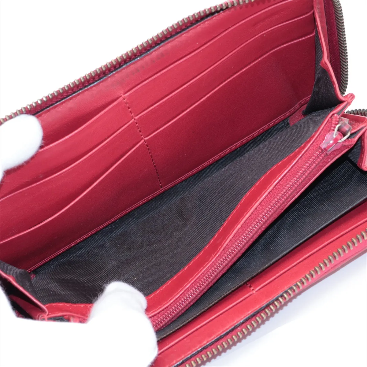 GG Marmont 443123 Leather Round Zip Wallet Red — view 4