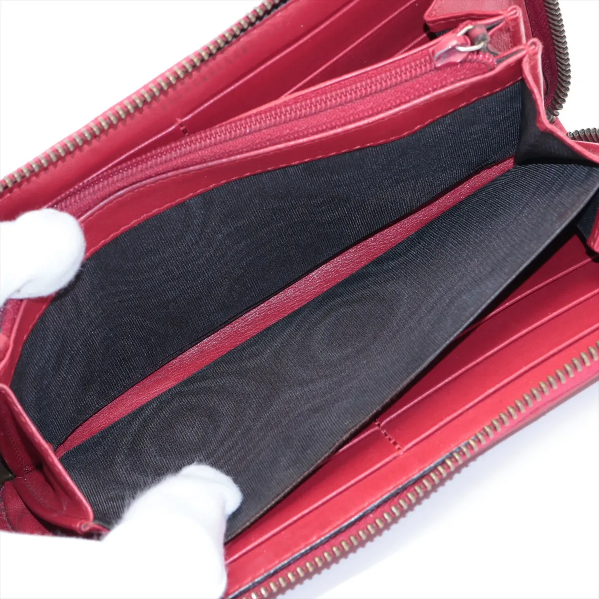 GG Marmont 443123 Leather Round Zip Wallet Red — view 5