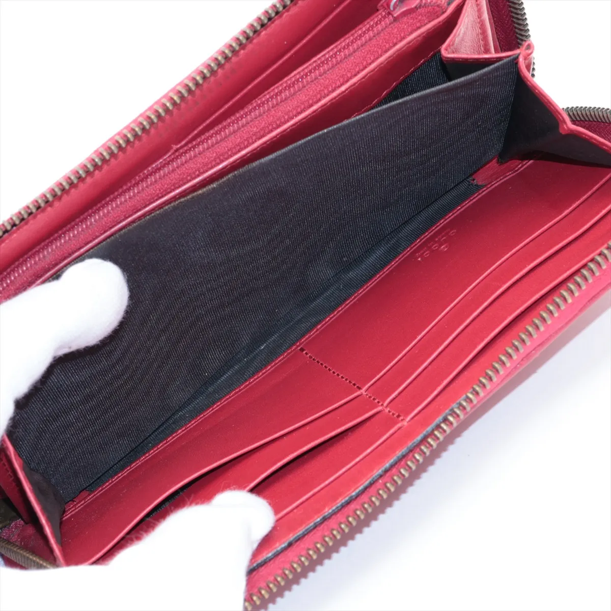 GG Marmont 443123 Leather Round Zip Wallet Red — view 6
