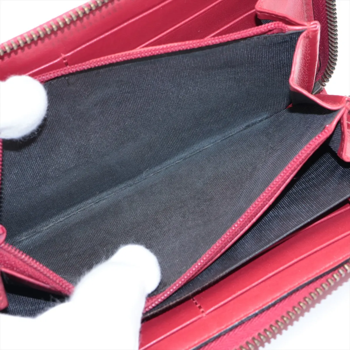 GG Marmont 443123 Leather Round Zip Wallet Red — view 7