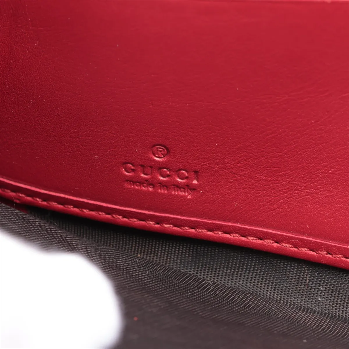 GG Marmont 443123 Leather Round Zip Wallet Red — view 8