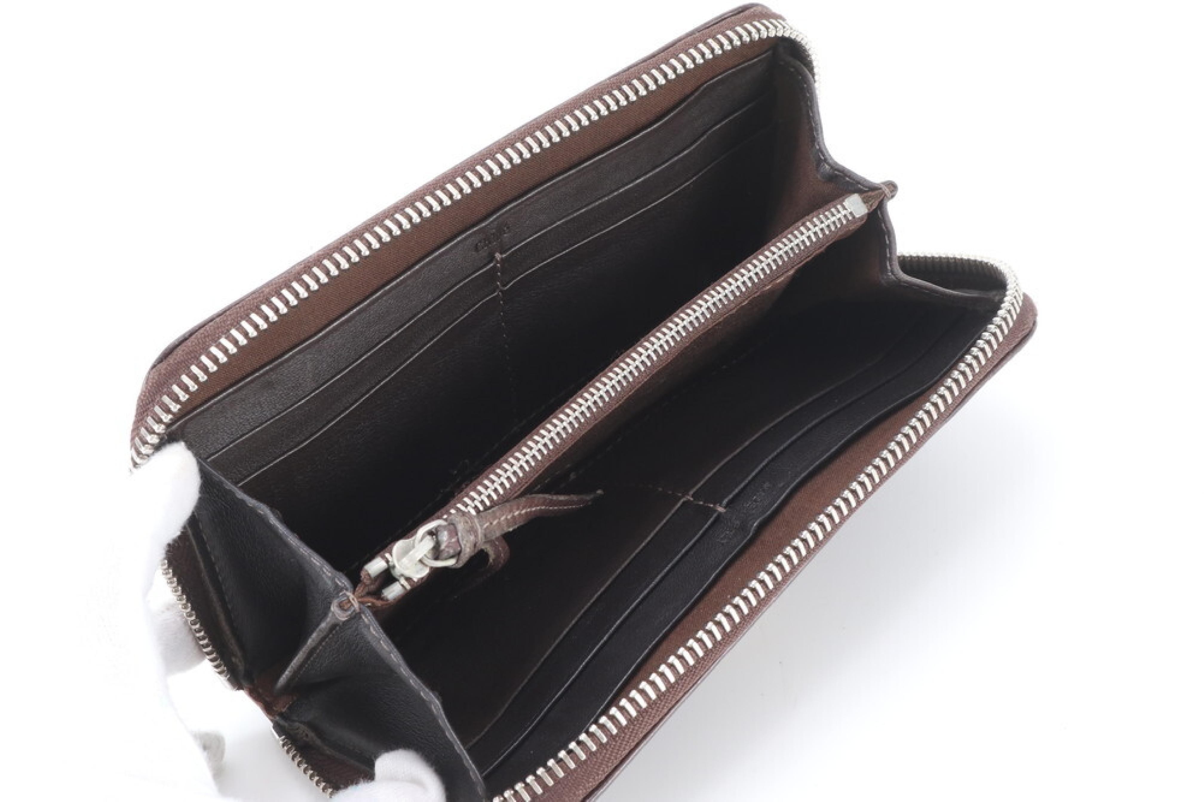 leather round zipper brown wallet — view 5