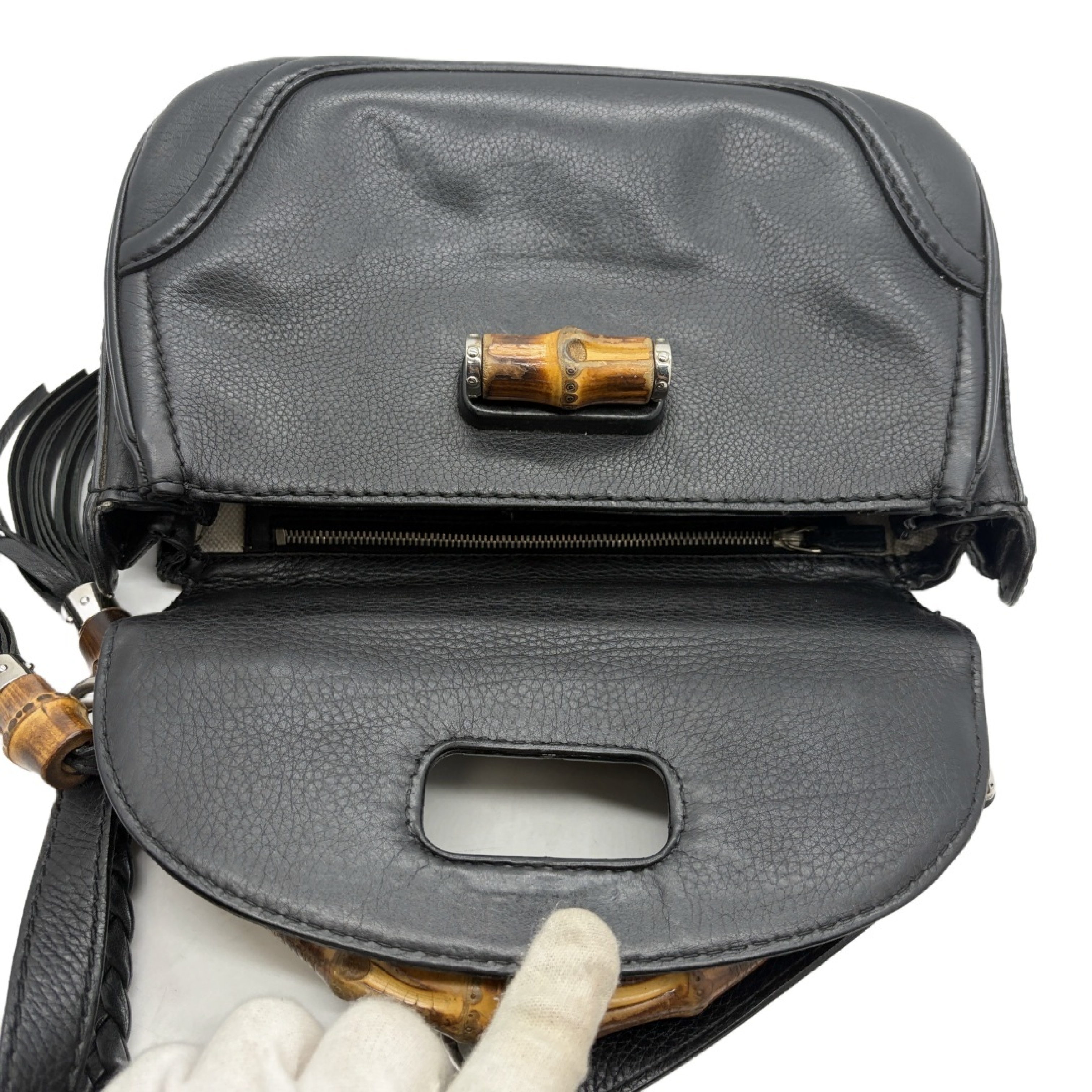 Bamboo Leather Double Strap Handbag — view 12