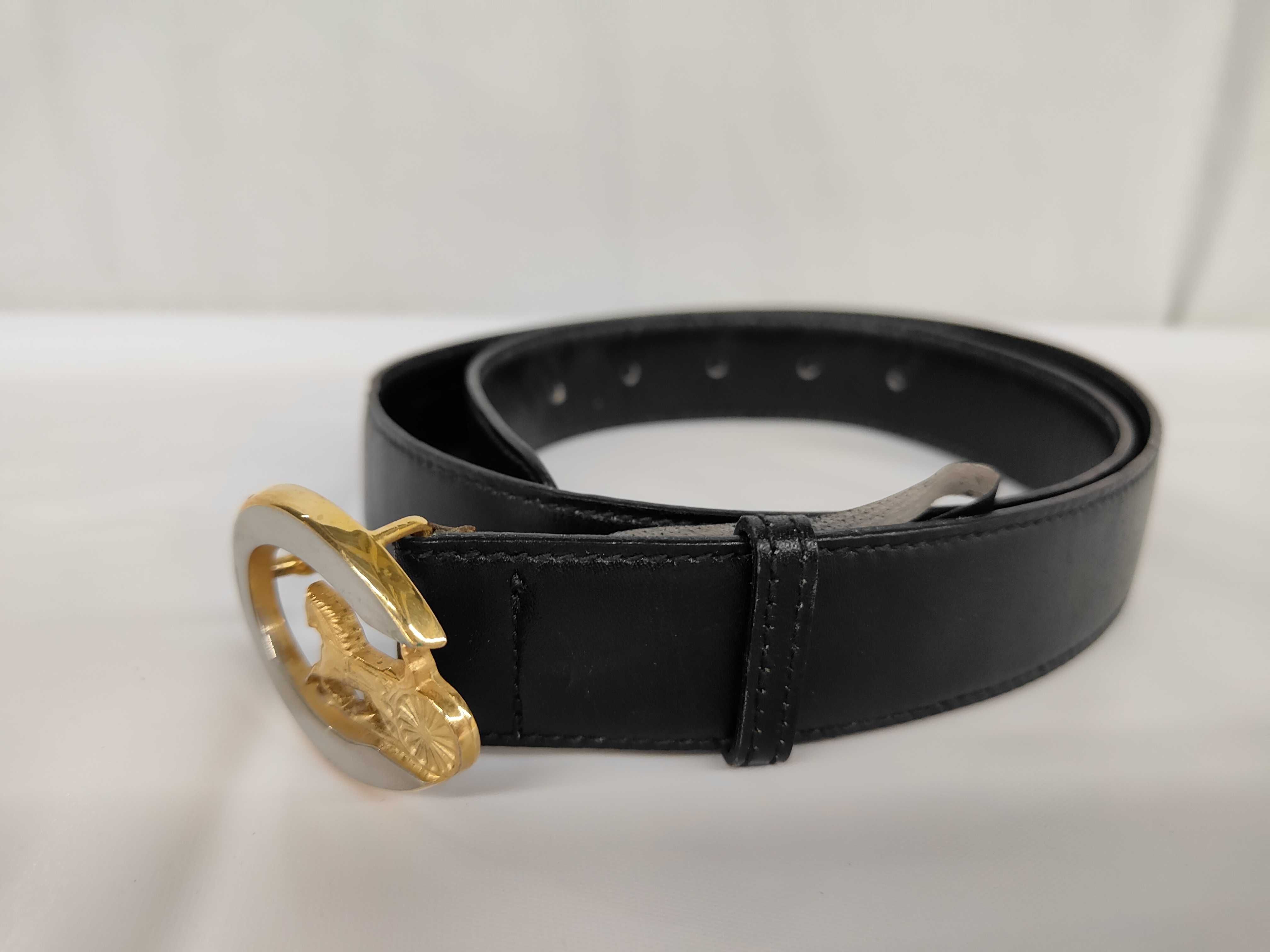 Leather Belt with Carriage Buckle