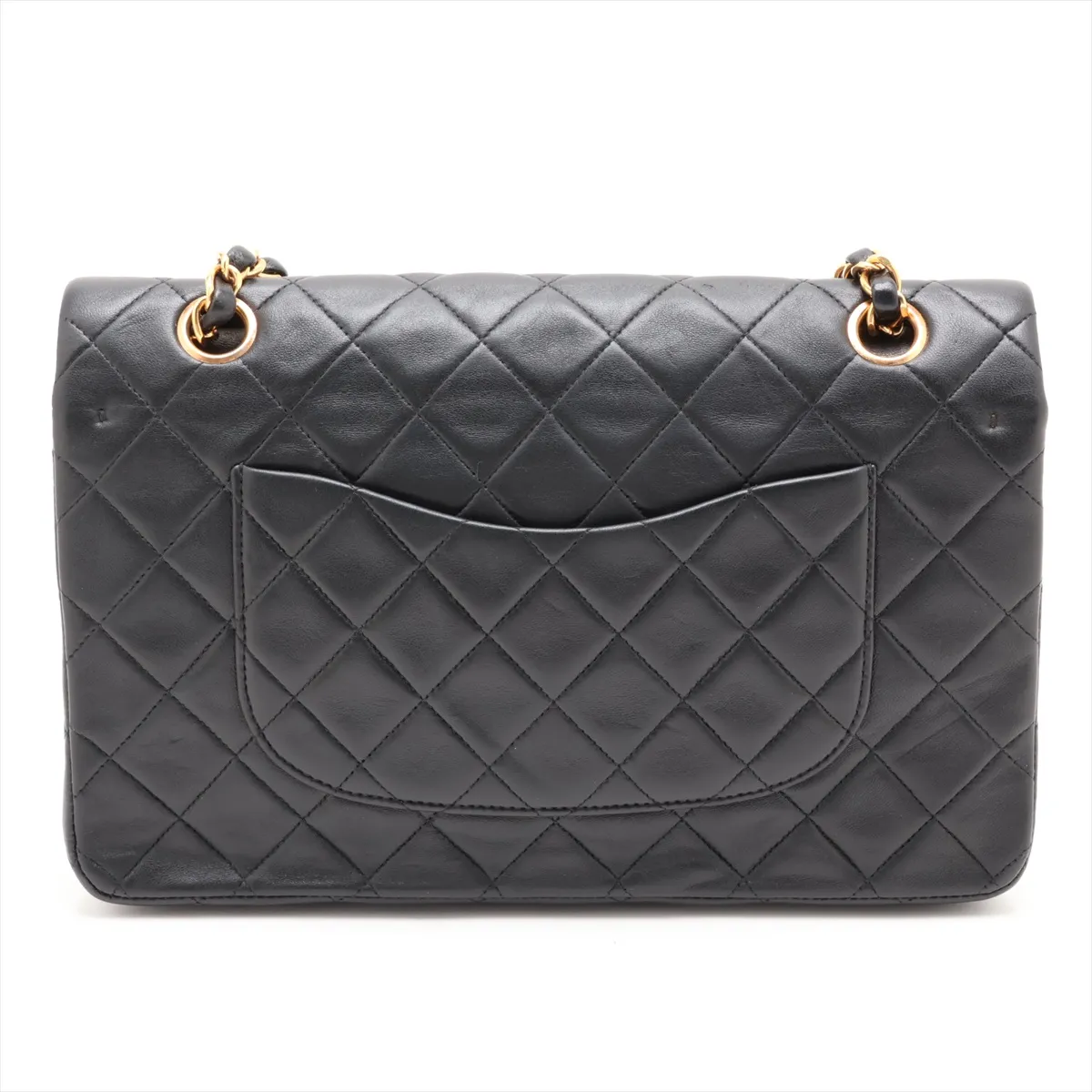 [Individually packaged] Chanel Matelassé 25 Lambskin Double Flap Double Chain Bag, Black with Gold Hardware, 2407243, Series 2 — view 2