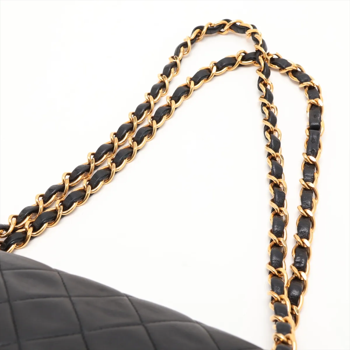 [Individually packaged] Chanel Matelassé 25 Lambskin Double Flap Double Chain Bag, Black with Gold Hardware, 2407243, Series 2 — view 5