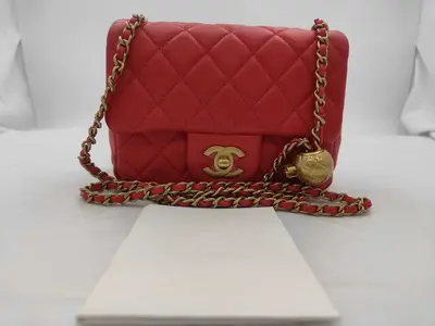 Mini Matelassé Lambskin Red Chain Shoulder Bag