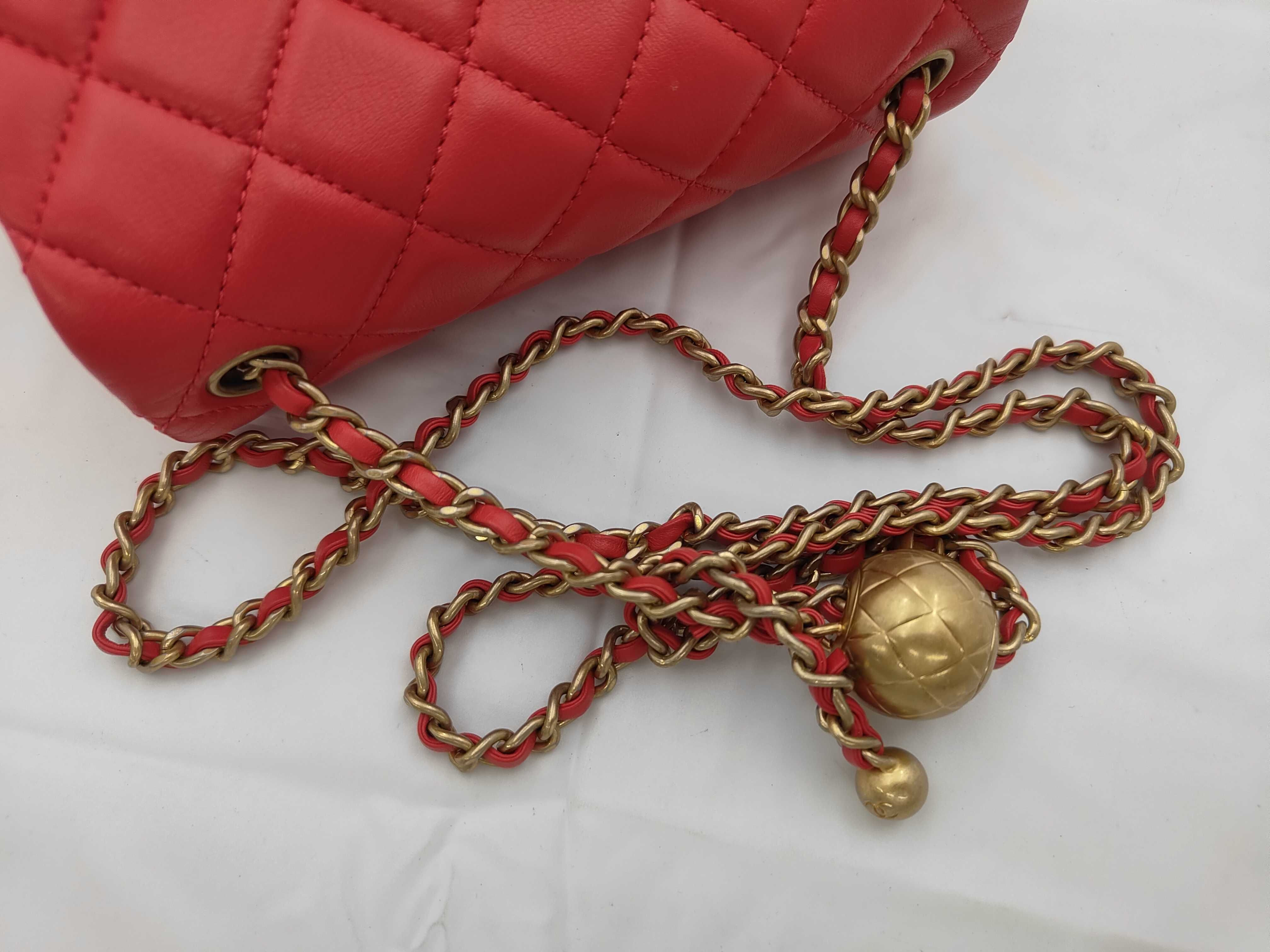 Mini Matelassé Lambskin Red Chain Shoulder Bag — view 3