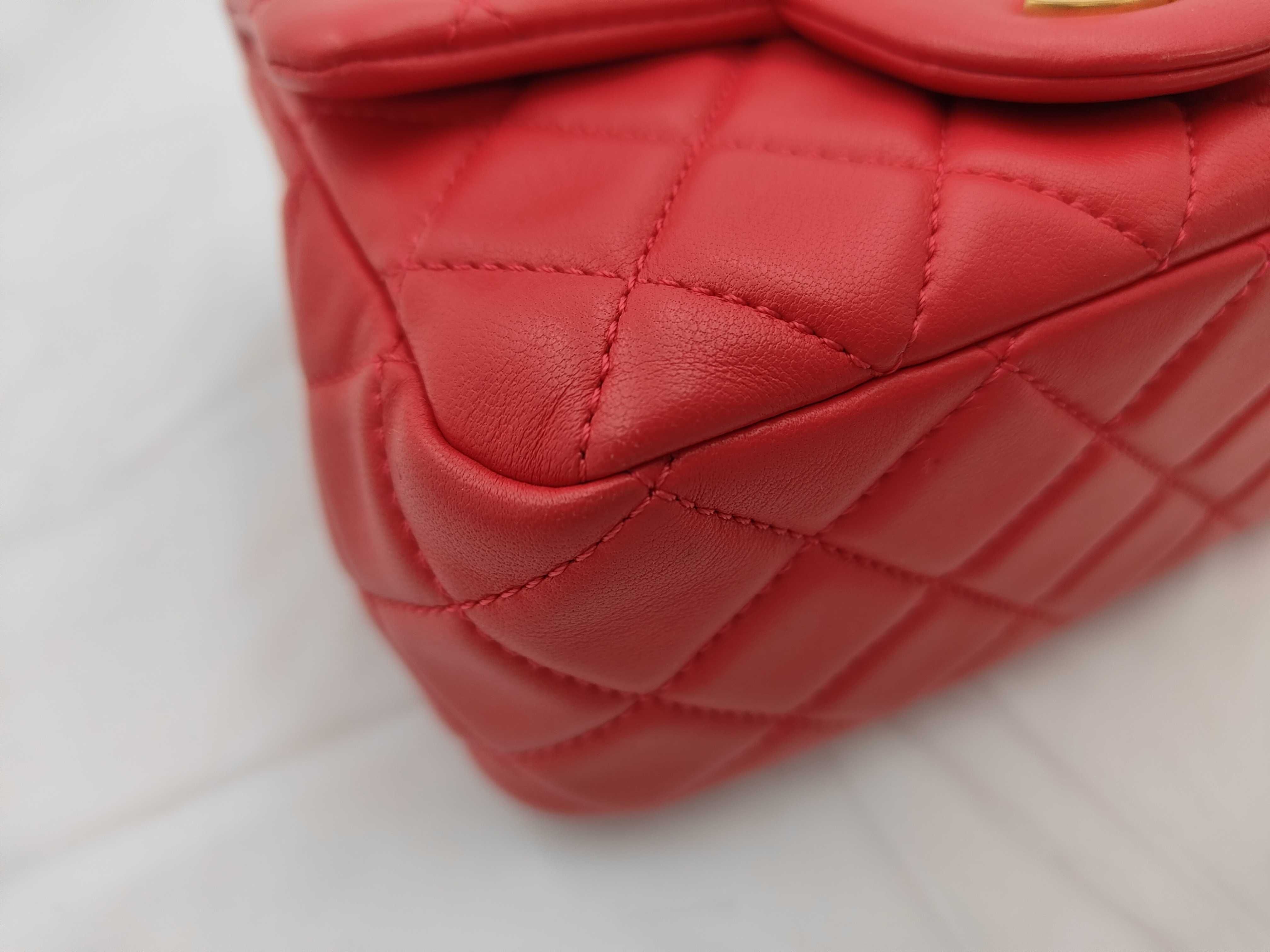 Mini Matelassé Lambskin Red Chain Shoulder Bag — view 6