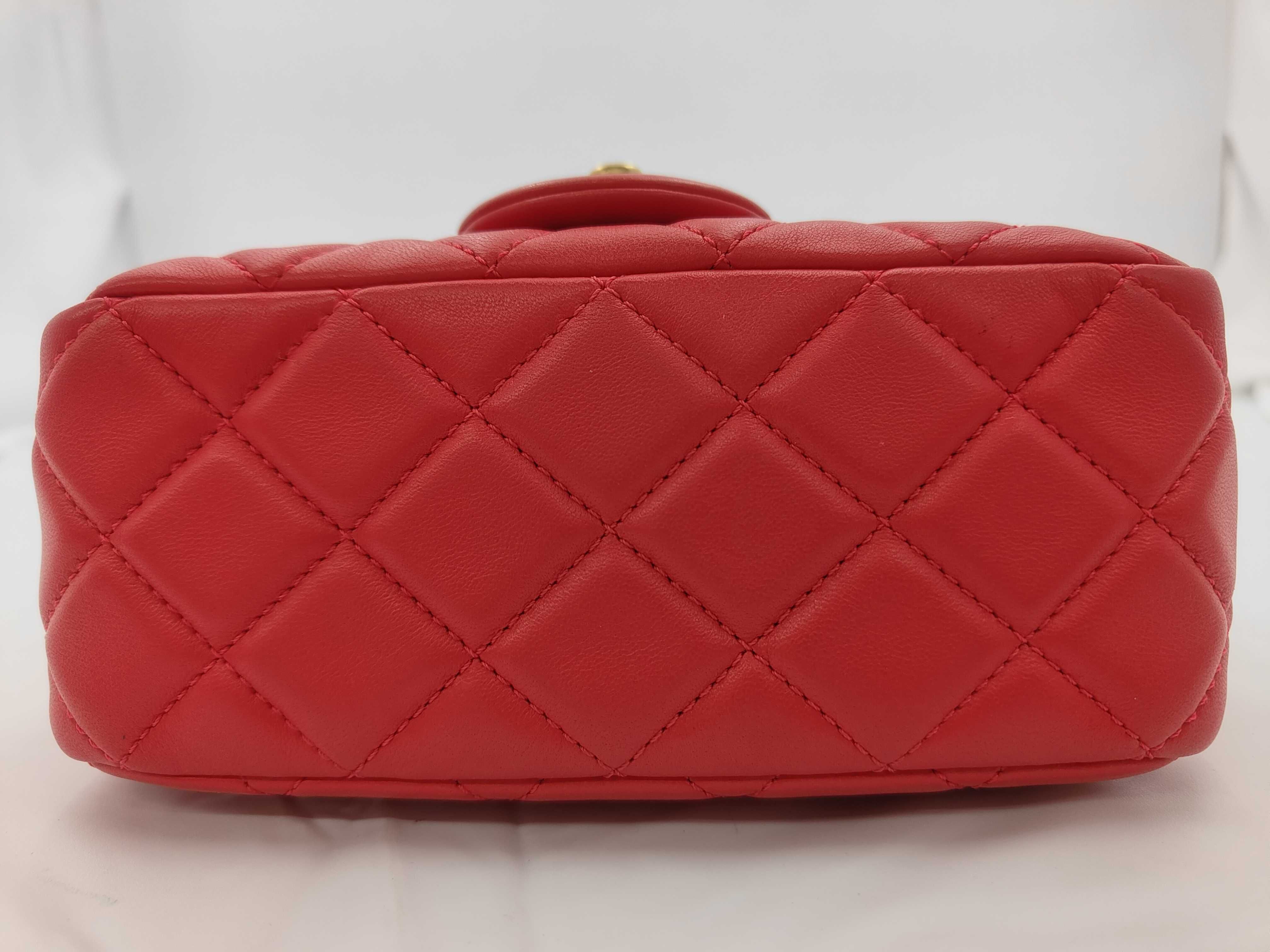 Mini Matelassé Lambskin Red Chain Shoulder Bag — view 7
