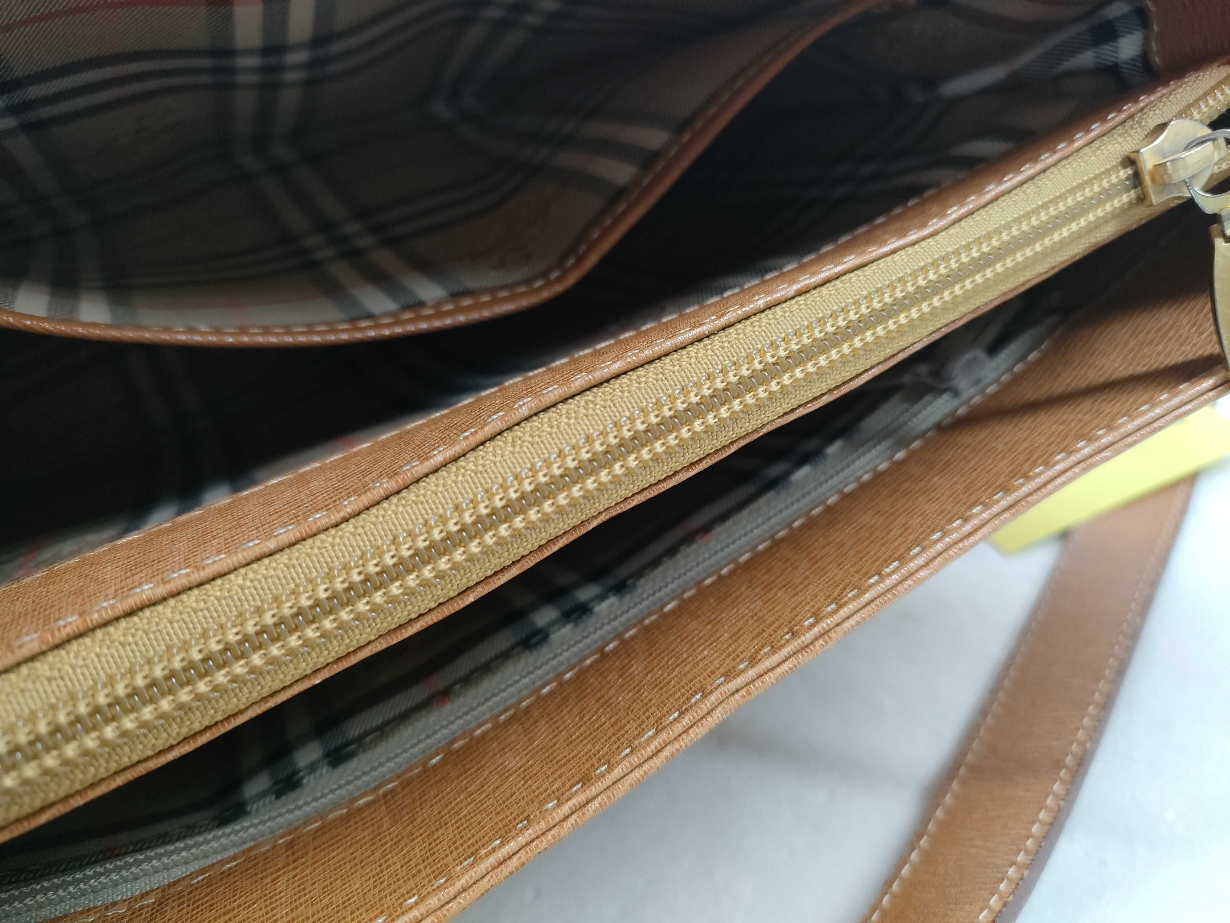 Leather Handbag Nova Check Orange Shoulder Bag — view 9
