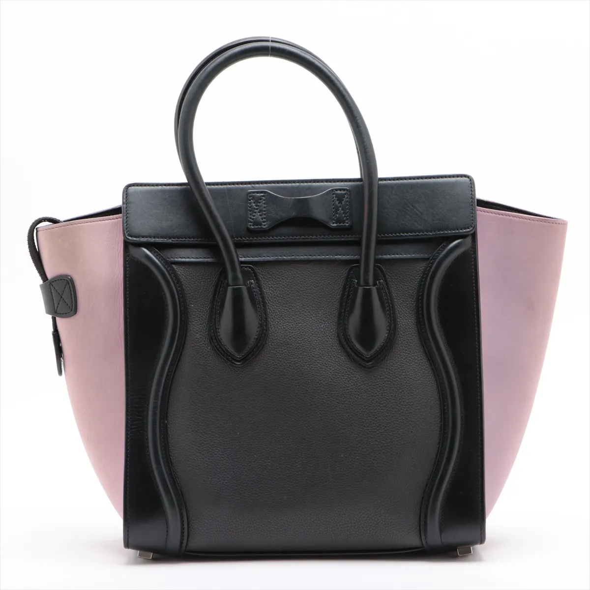 Luggage Micro Shopper Leather x Suede Handbag Black x Pink — view 2