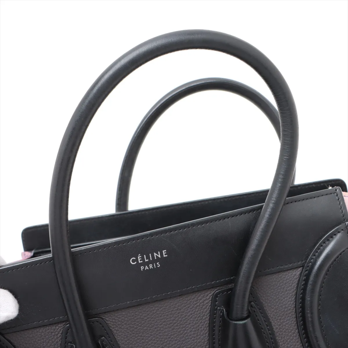 Luggage Micro Shopper Leather x Suede Handbag Black x Pink — view 14