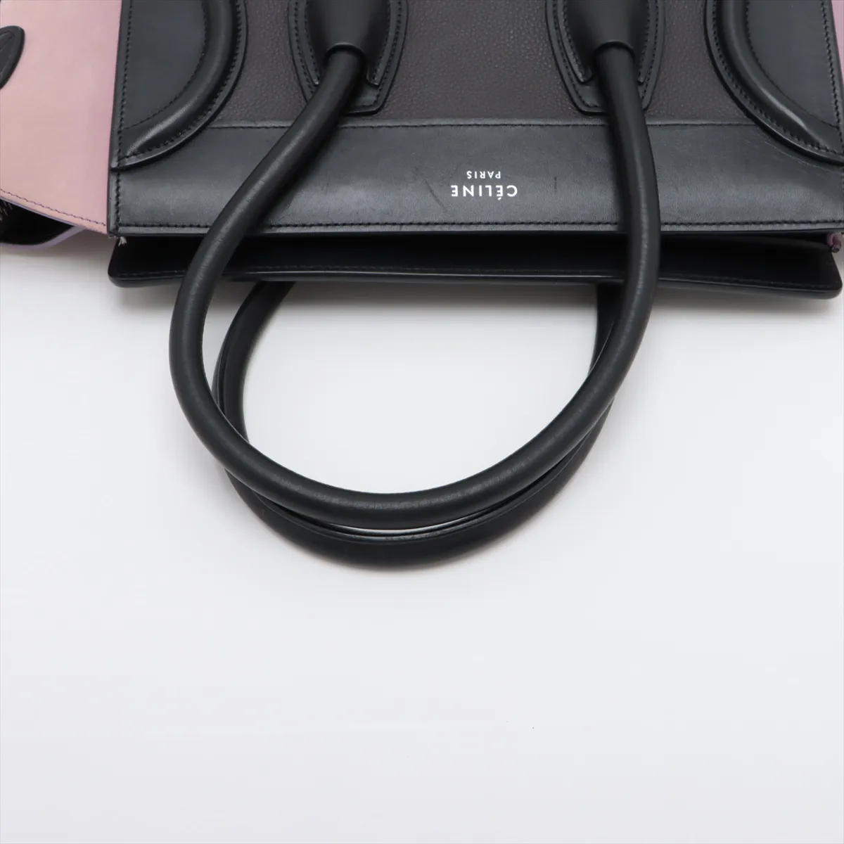 Luggage Micro Shopper Leather x Suede Handbag Black x Pink — view 5