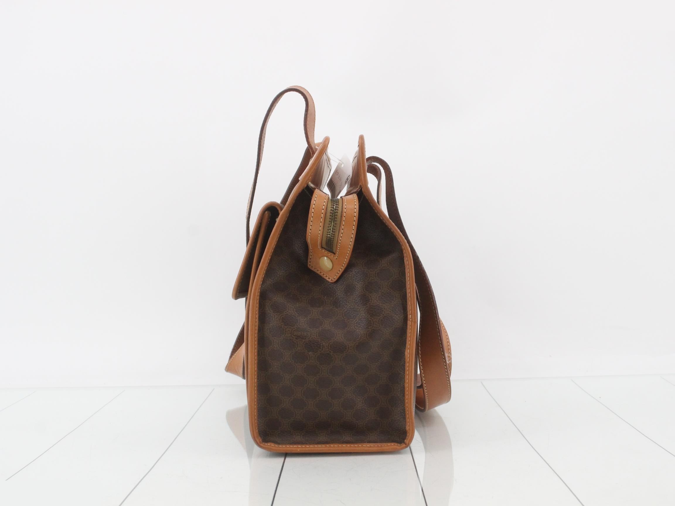 Macadam PVC/Leather Semi-Shoulder Bag, Brown — view 3