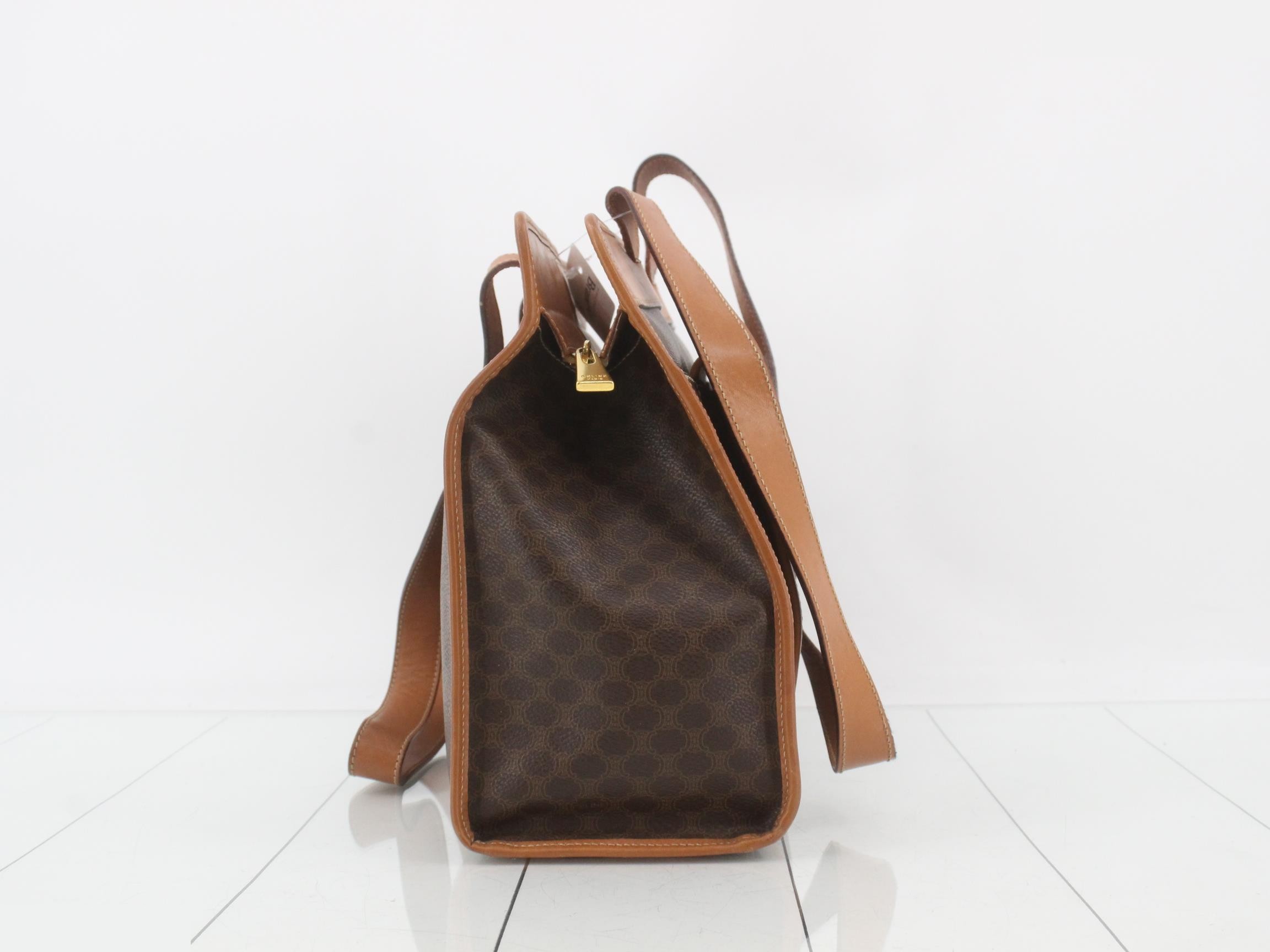 Macadam PVC/Leather Semi-Shoulder Bag, Brown — view 4