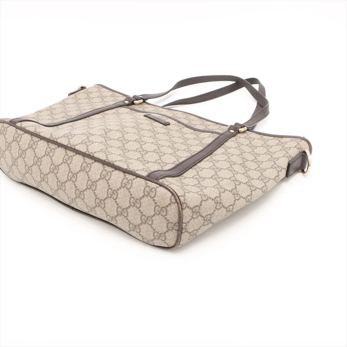 GG Supreme PVC x Leather Tote Bag Beige 388929 Outlet — view 3