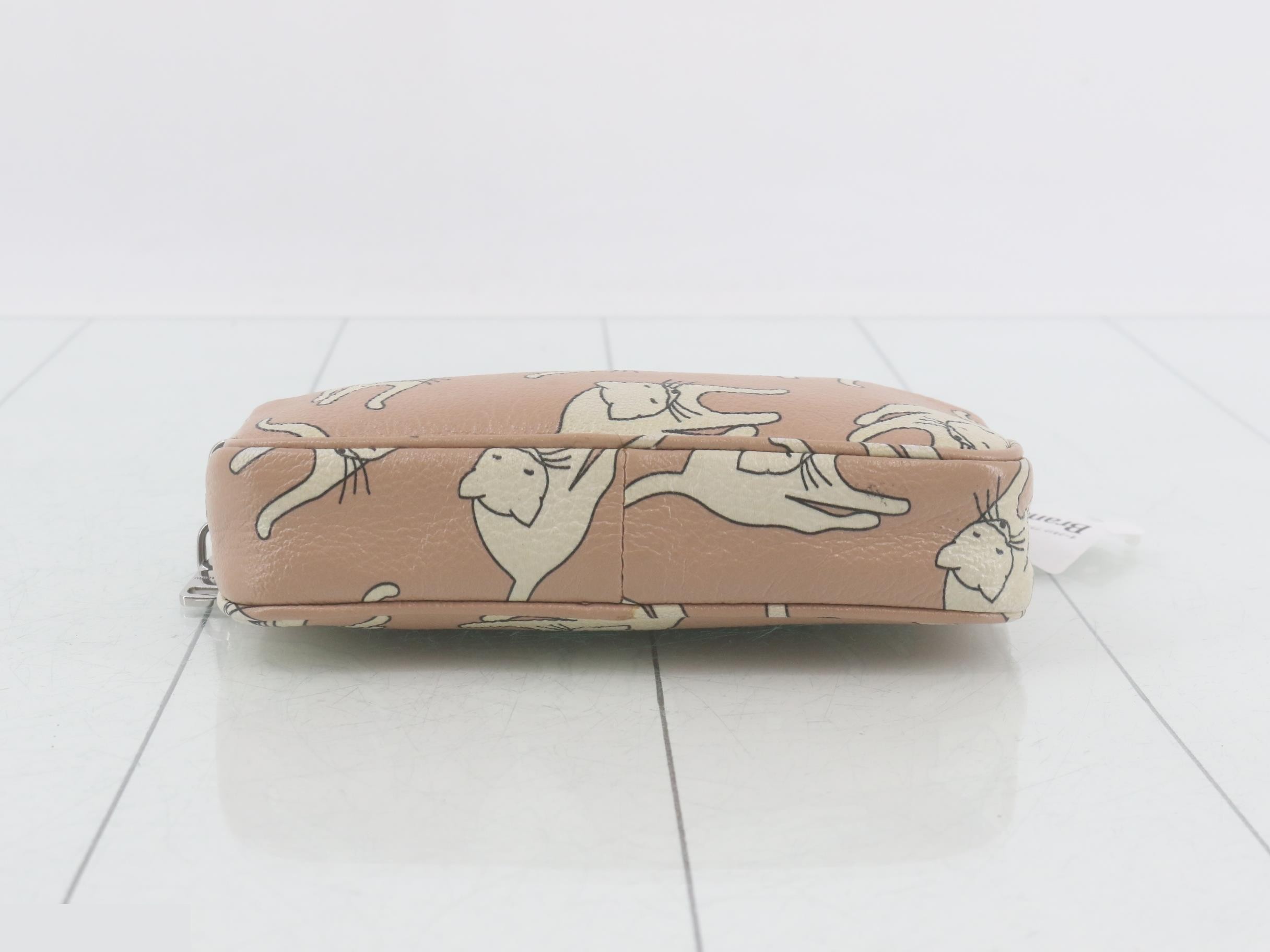 Shoulder bag, embossed leather, pink, cat pattern — view 3