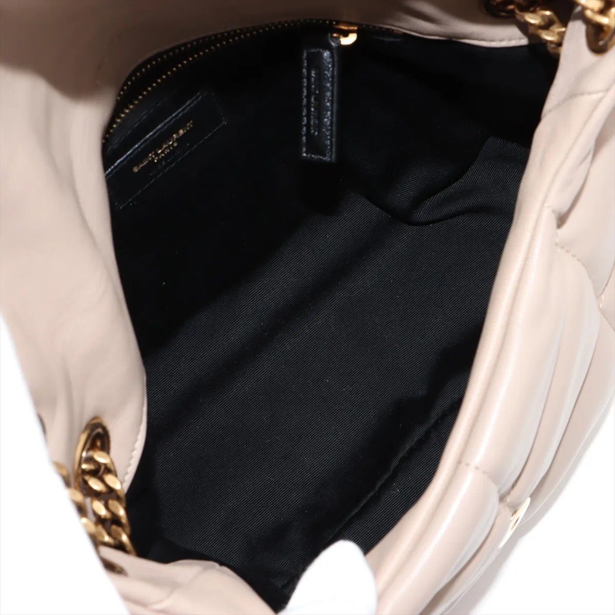 Lulu Puffer Leather Chain Shoulder Bag, Beige, 577476 — view 7
