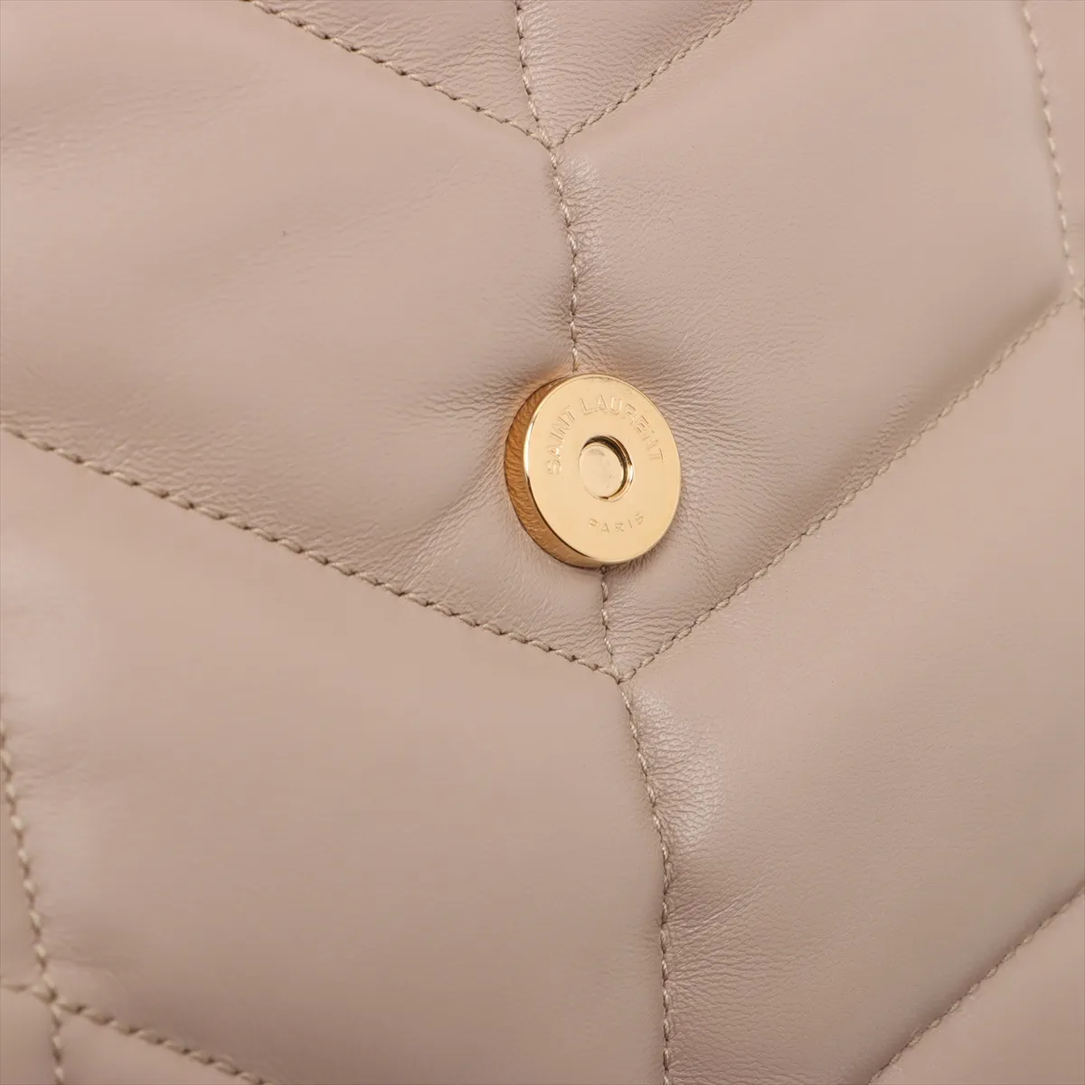 Lulu Puffer Leather Chain Shoulder Bag, Beige, 577476 — view 10