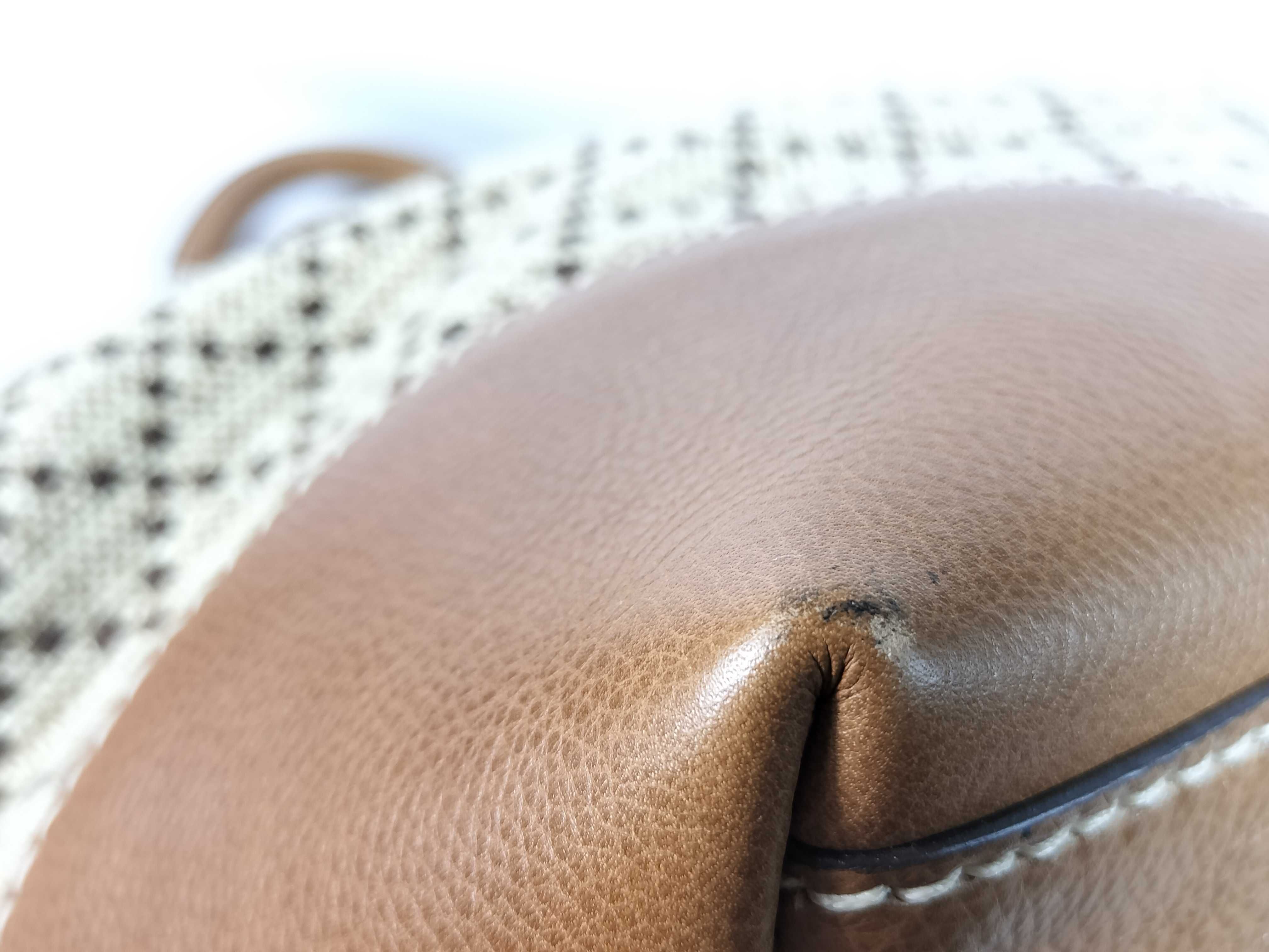 Raffia x Leather Tote Bag, Beige, 257058 (Tote Bag) — view 5