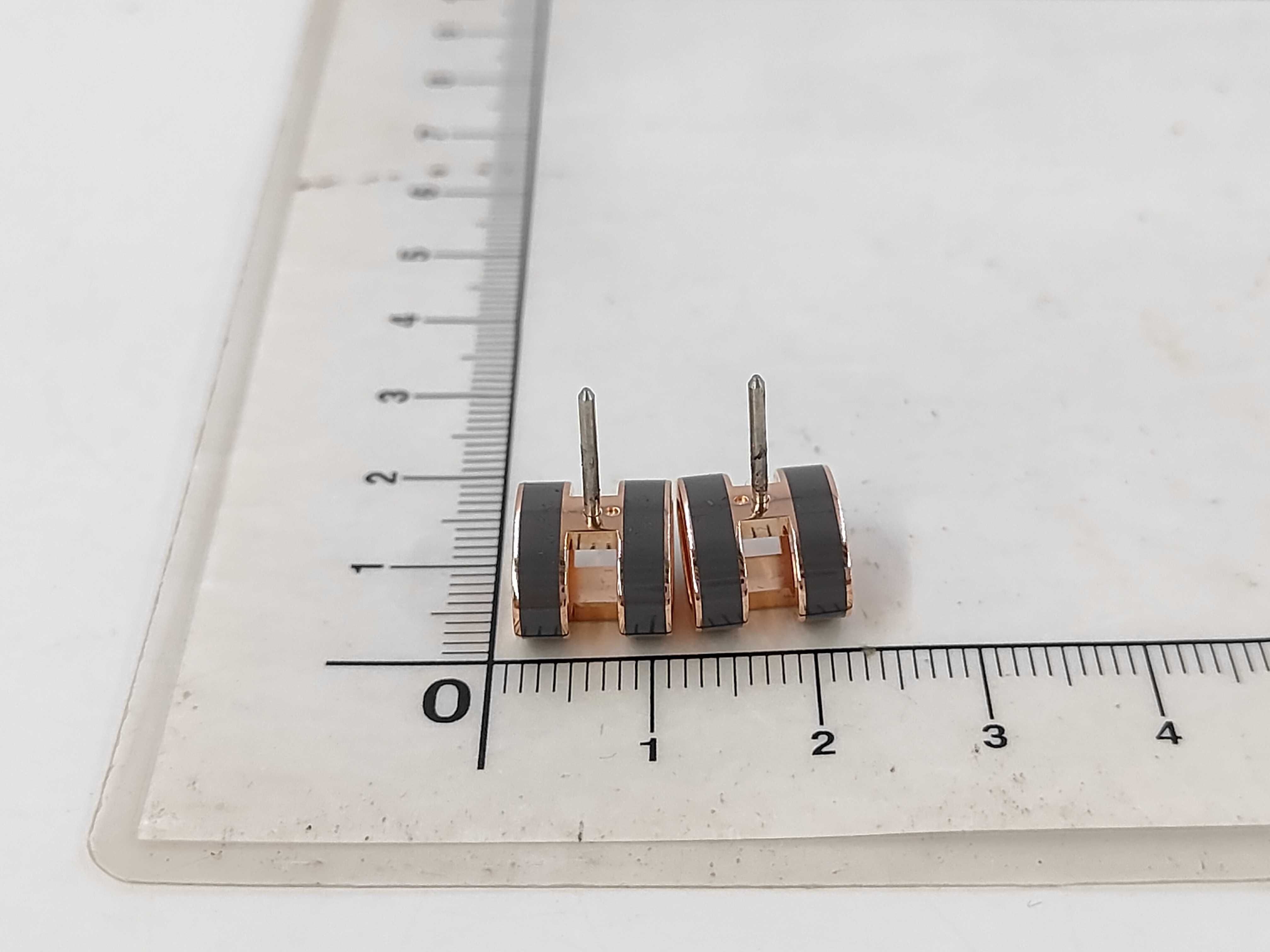 Grey Rose Gold Hardware Pop H Earrings — view 2