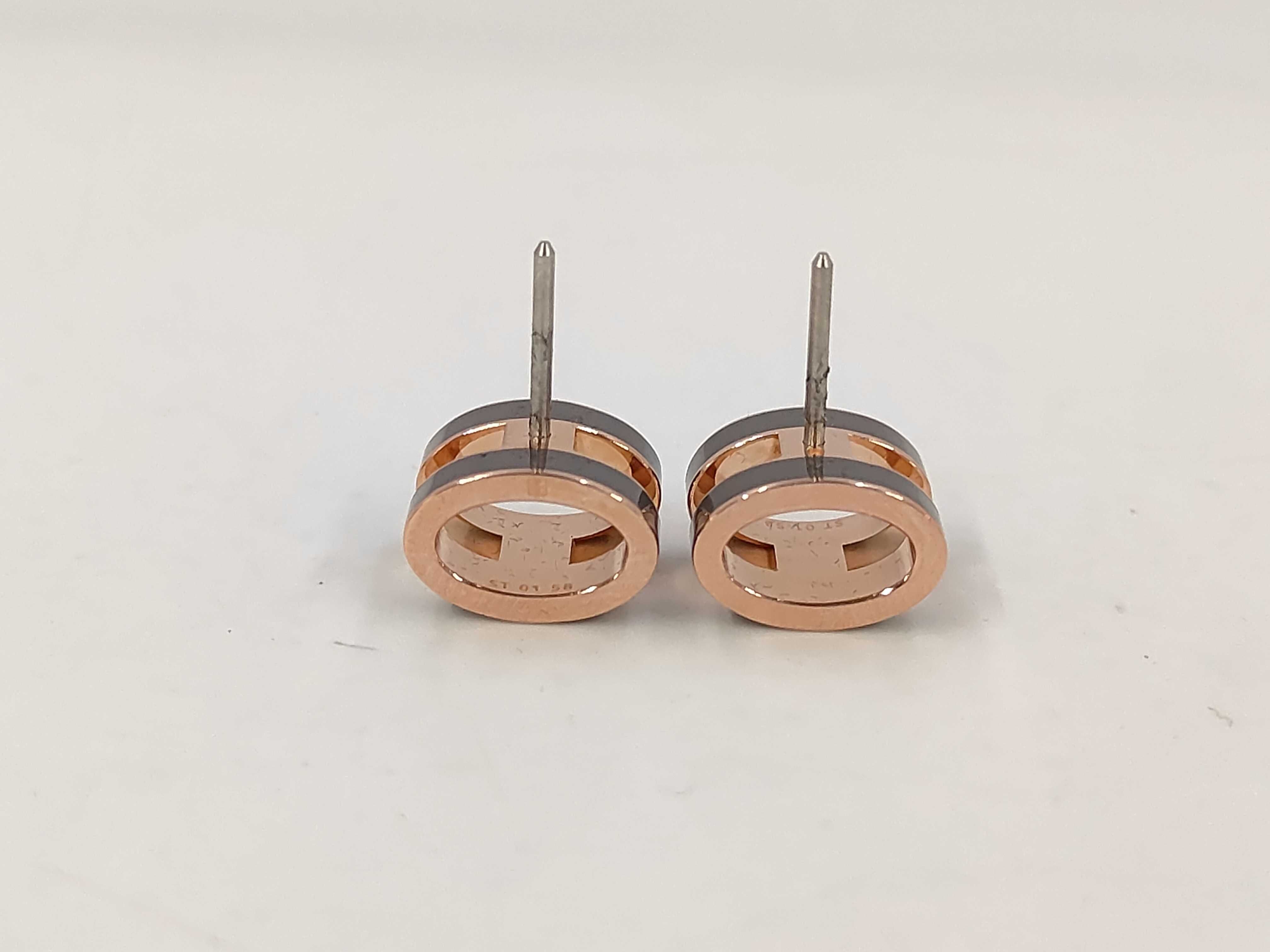 Grey Rose Gold Hardware Pop H Earrings — view 4