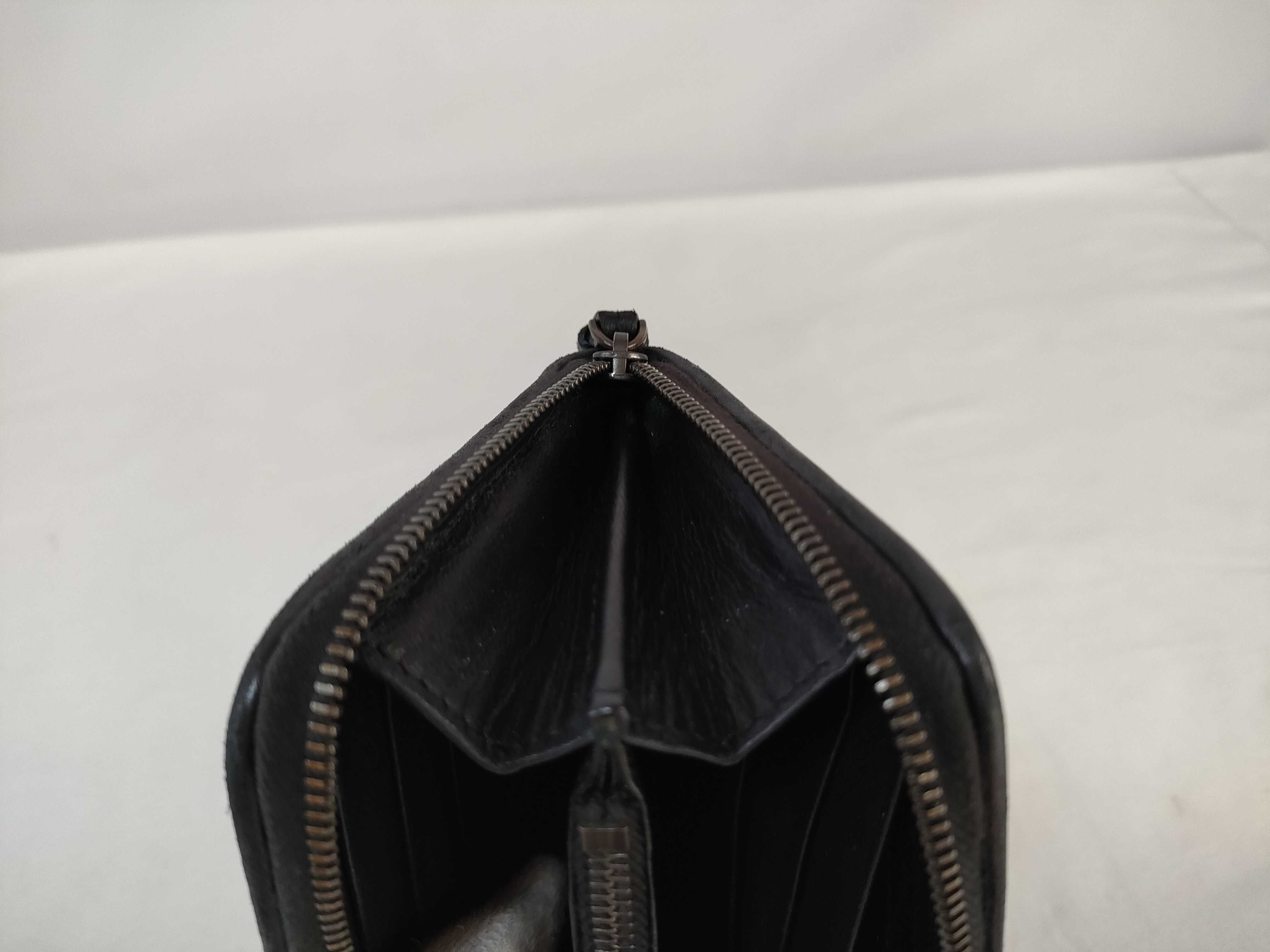 Intrecciato Long Wallet with Zipper, Black — view 9
