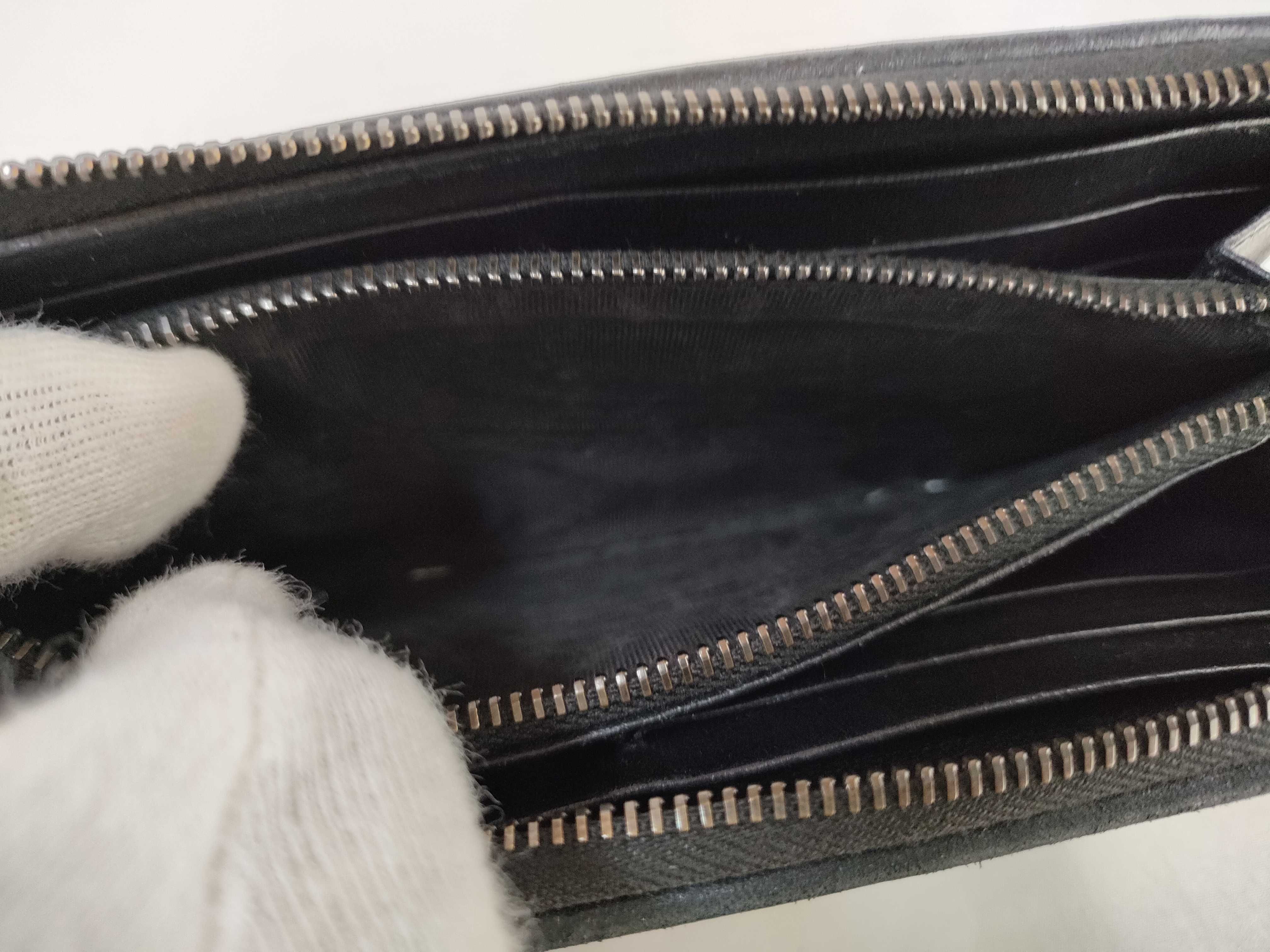 Intrecciato Long Wallet with Zipper, Black — view 10